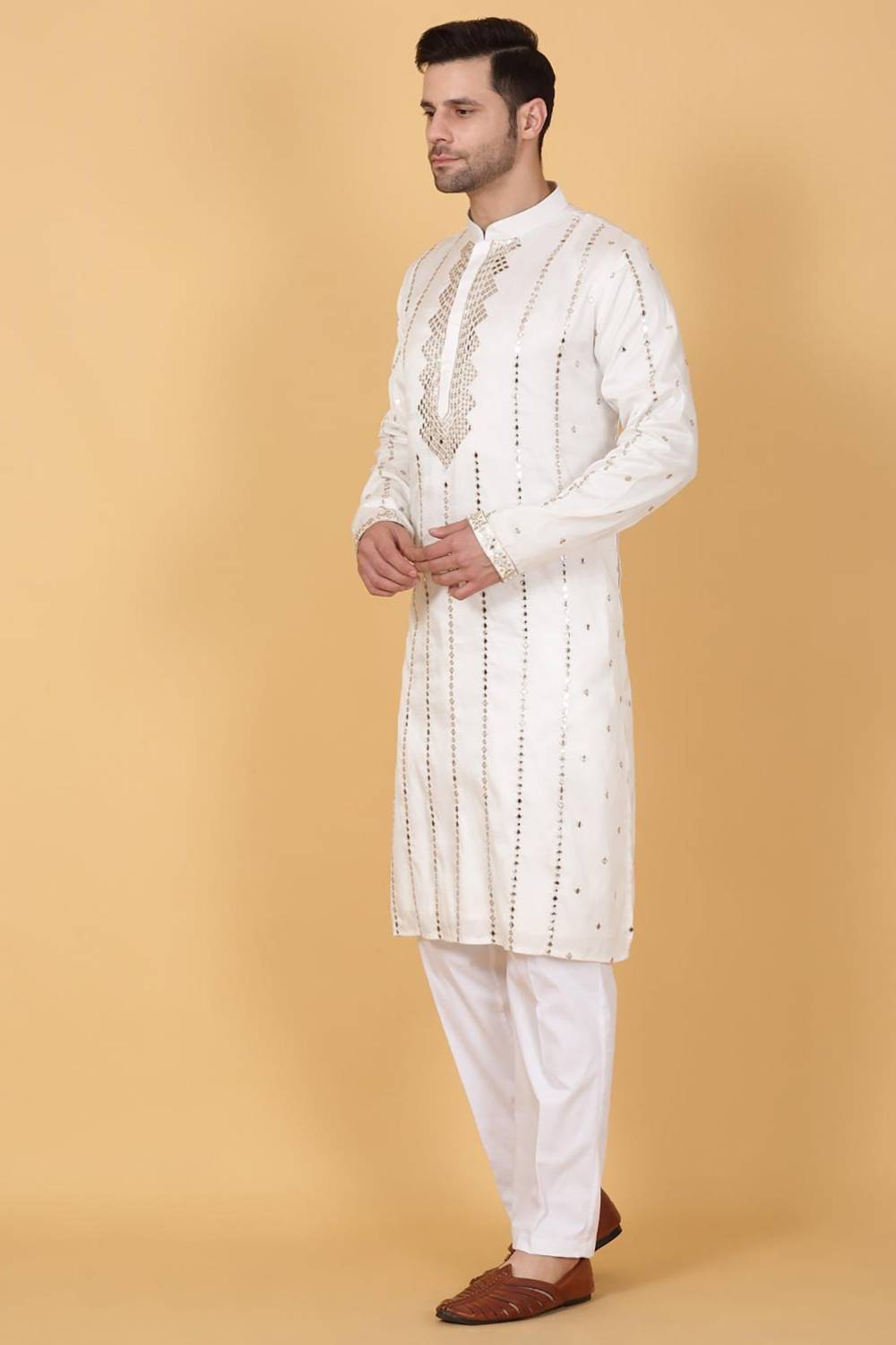 Zari Mirror Embroidered Kurta Set