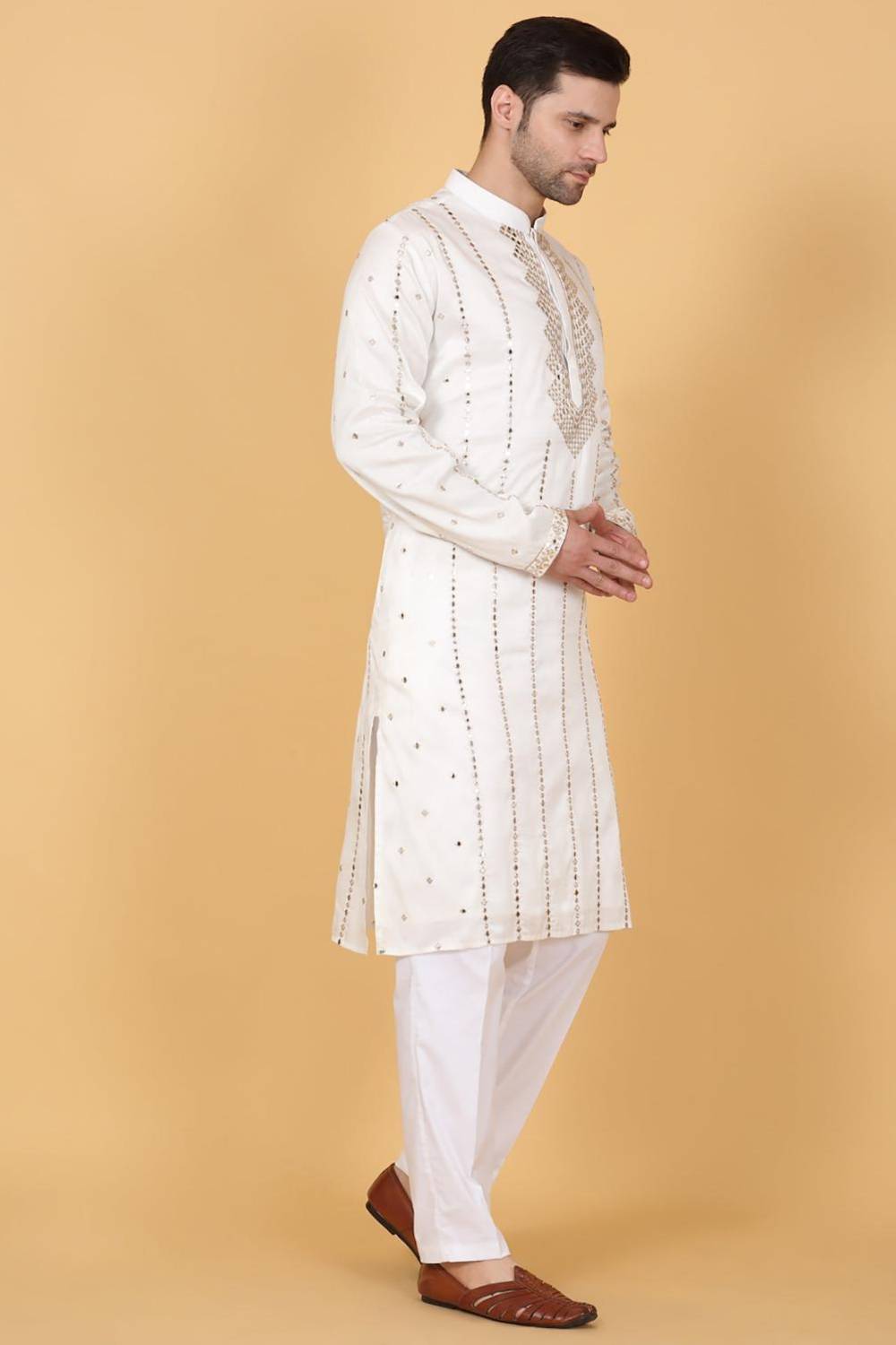 Zari Mirror Embroidered Kurta Set