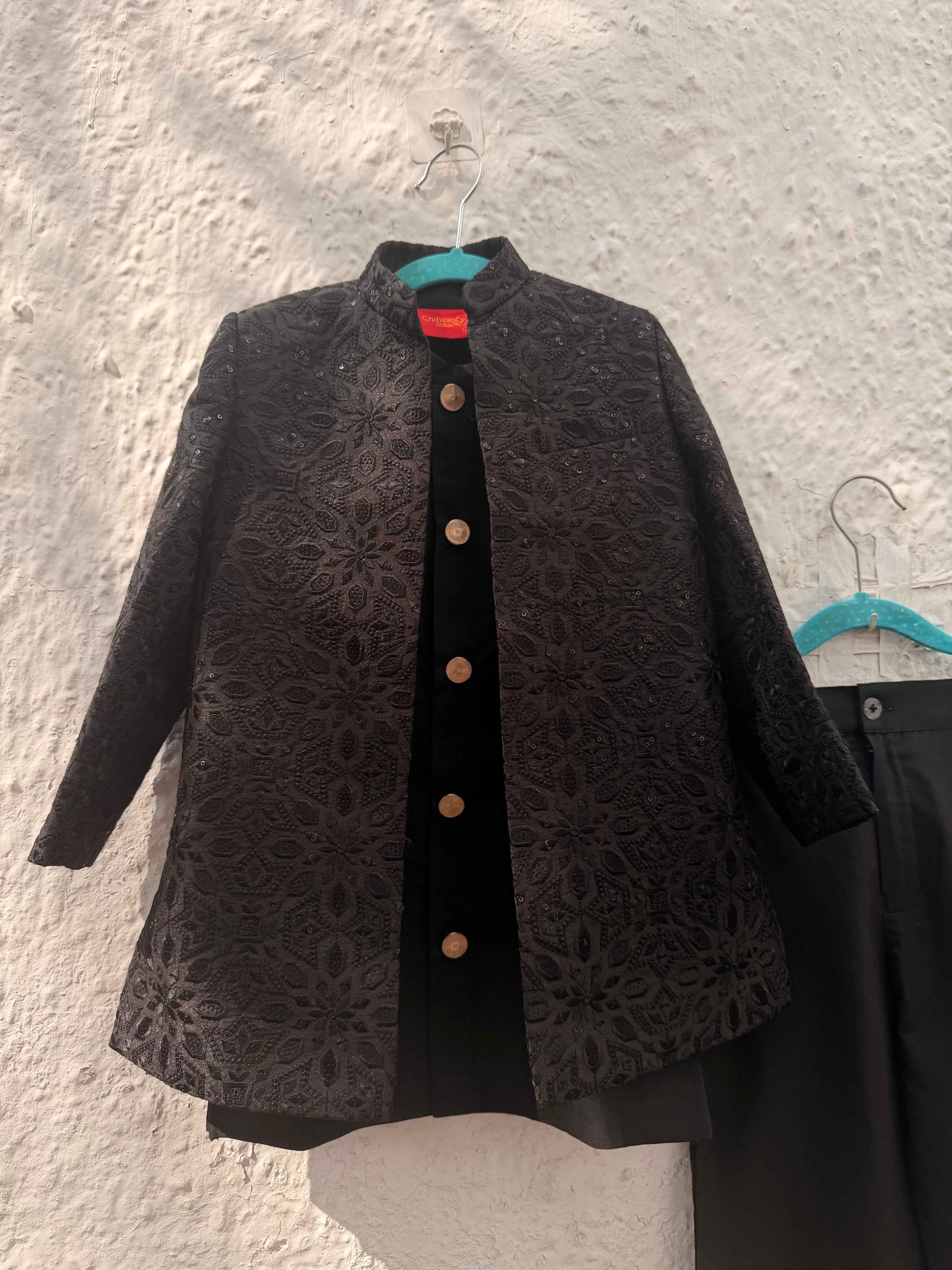 Black Embroidered Front Open Jodhpuri 3-Piece Set for Boys - CuddlesClothing