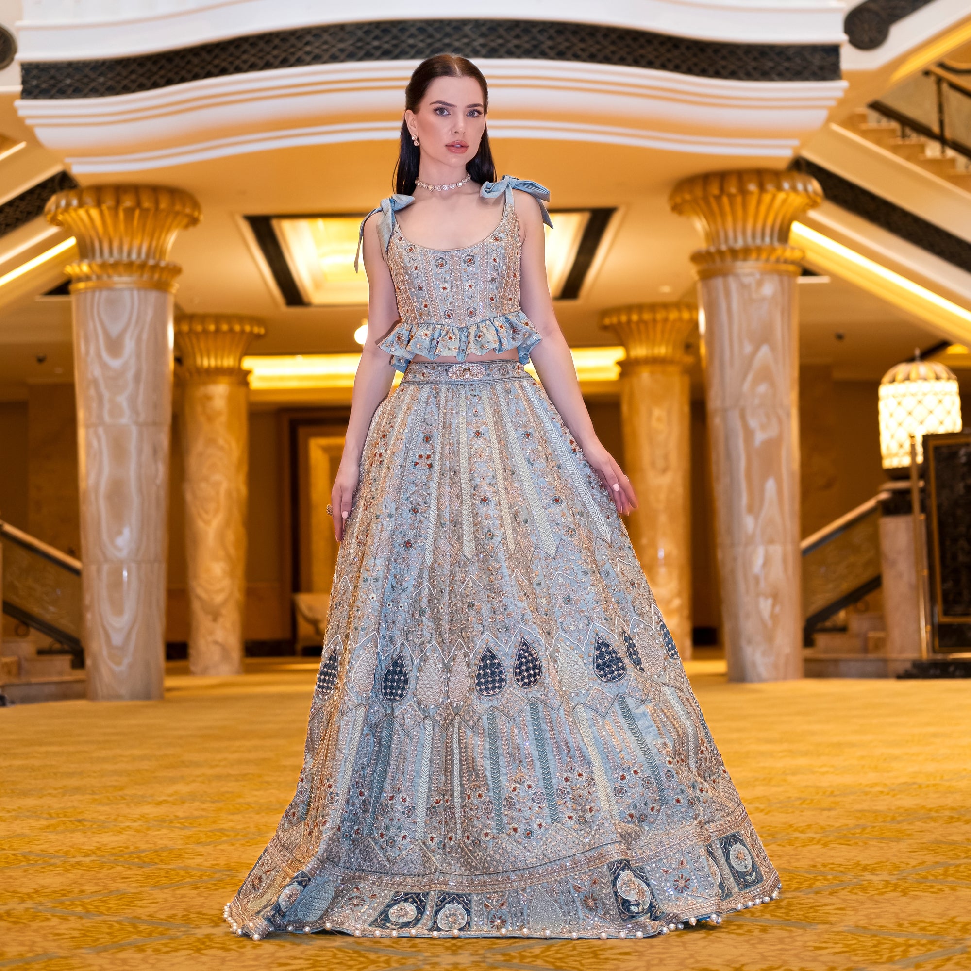 Teals Drops Minty Sage Green Lehenga Set