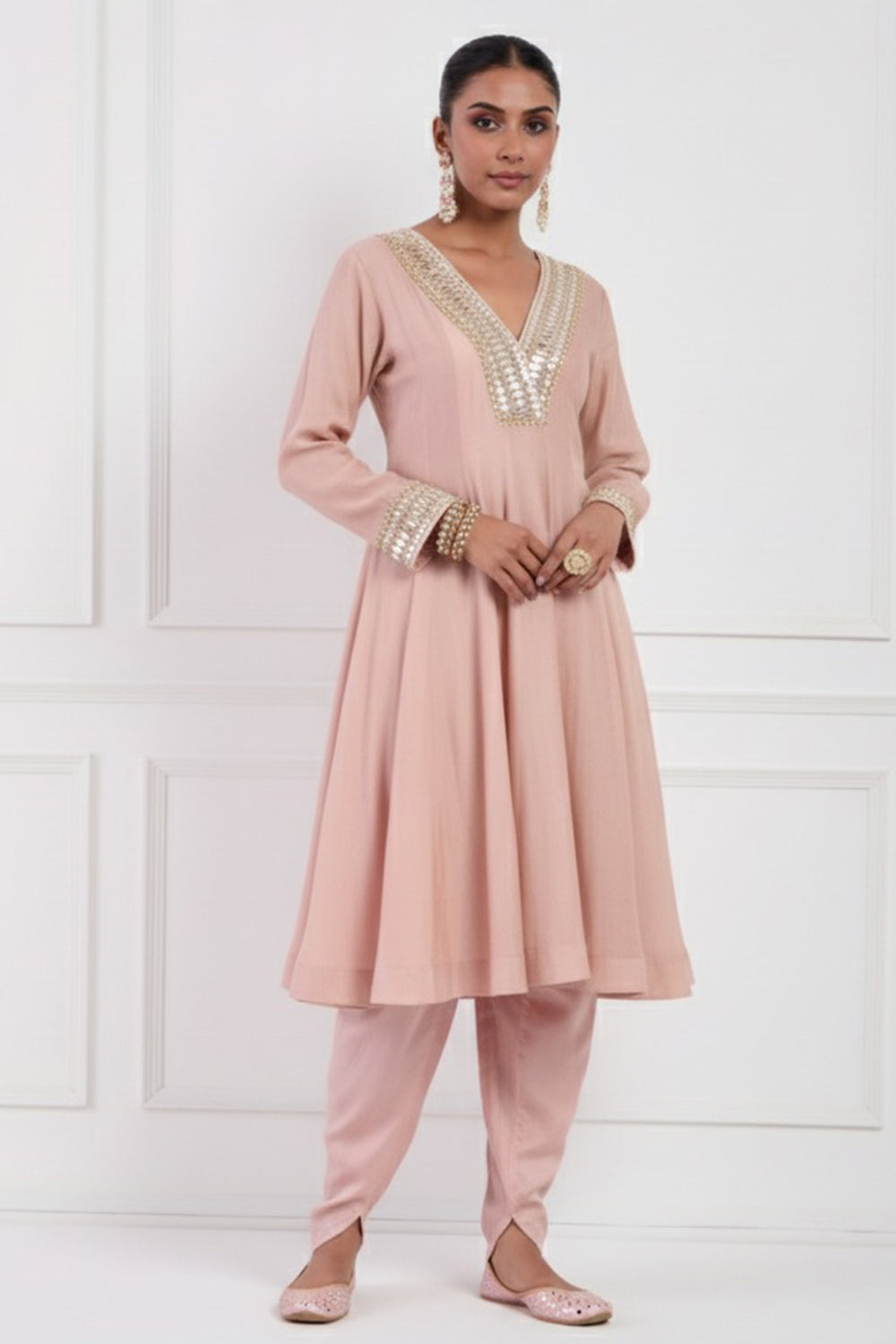 Peach Anarkali Set