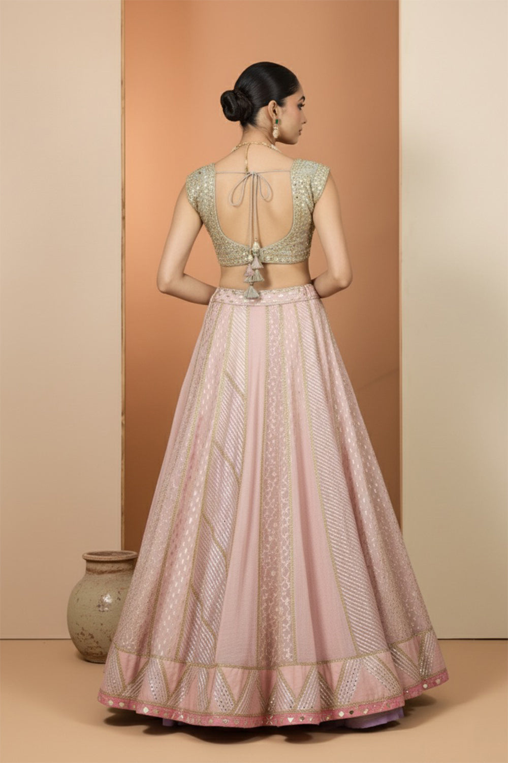 Pink and Mint Green Lehenga Set