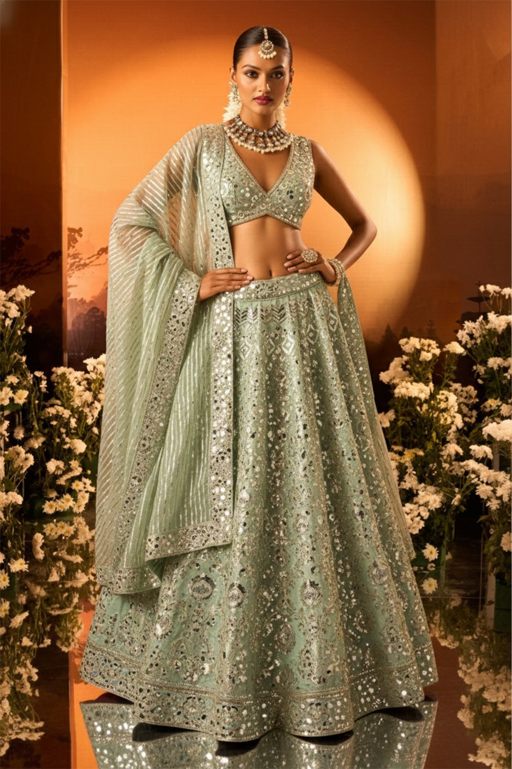 Mint Green Lehenga Set