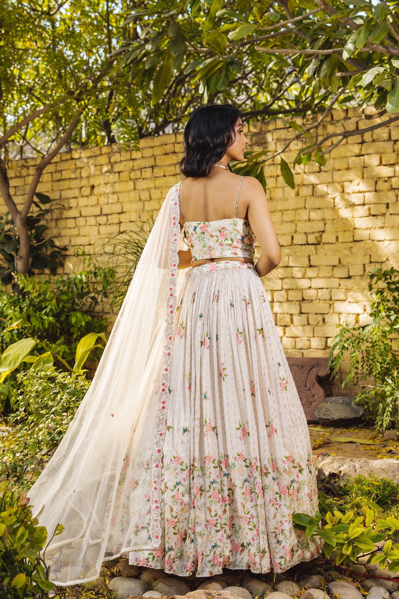 Off white bustier lehenga set