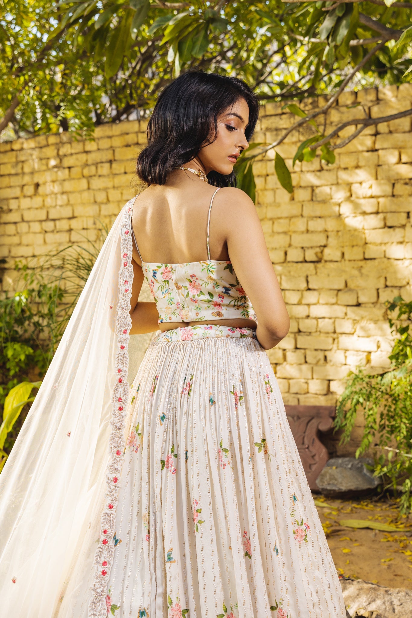 Off white bustier lehenga set