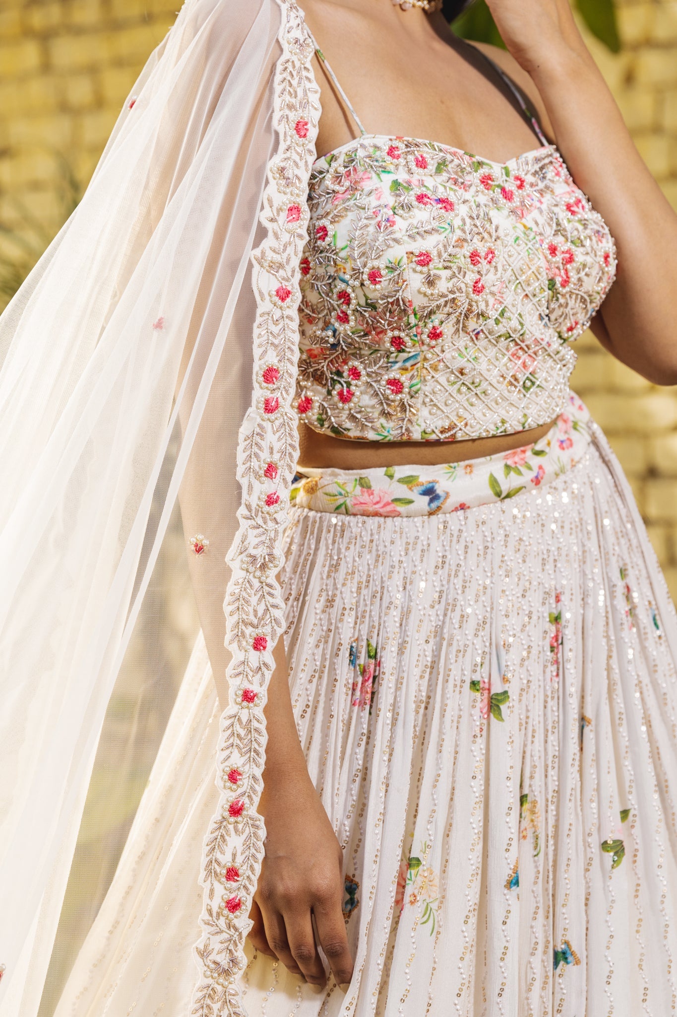 Off white bustier lehenga set