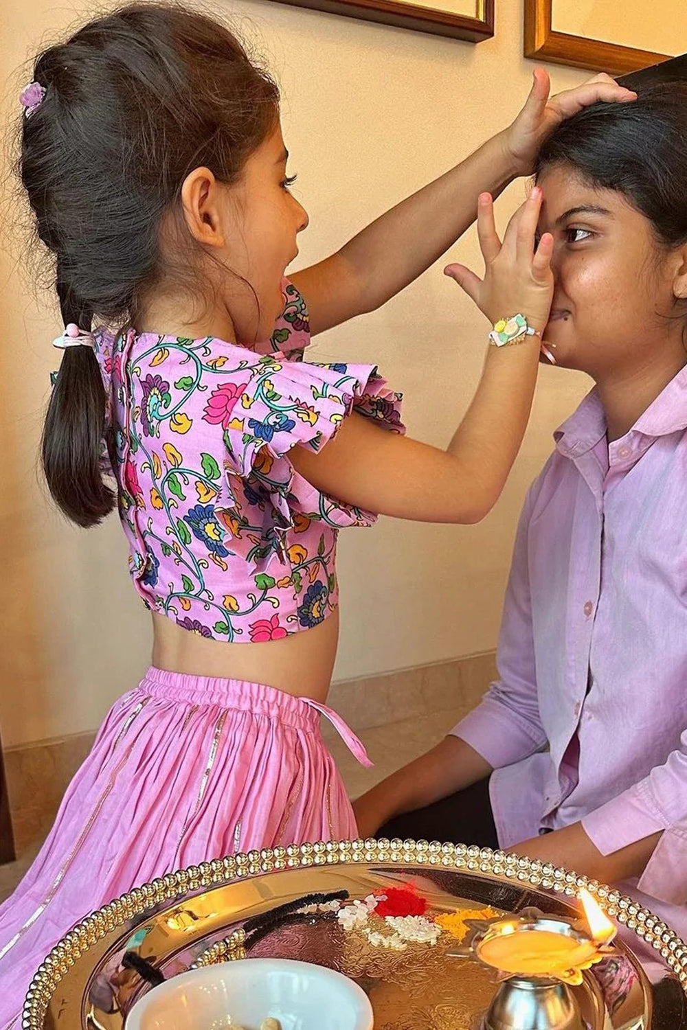 INAAYA LAVENDER KALAMKARI LEHENGA SET