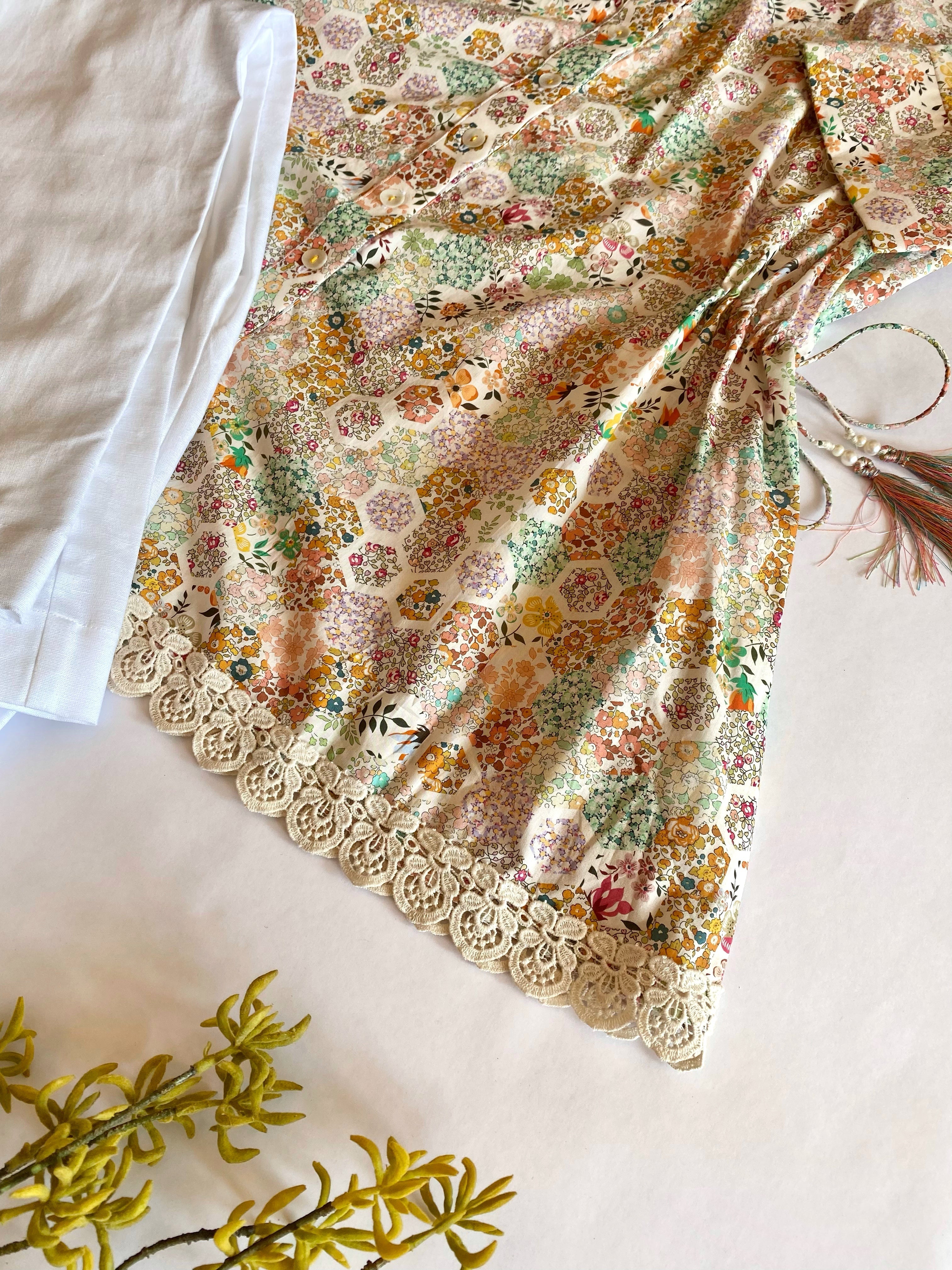 Floral Cotton Shirt & White Linen Trousers Set - CuddlesClothing