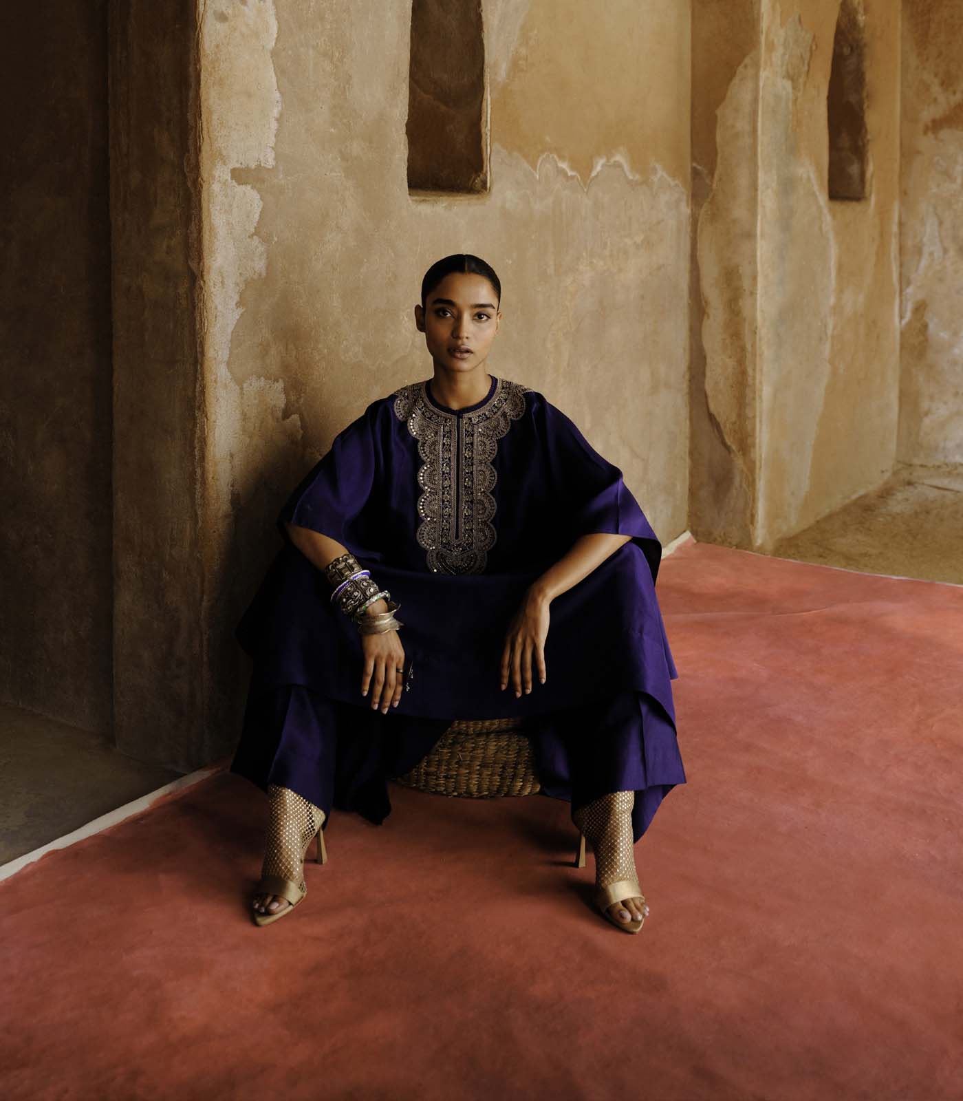 Purple Embroidered Kaftan