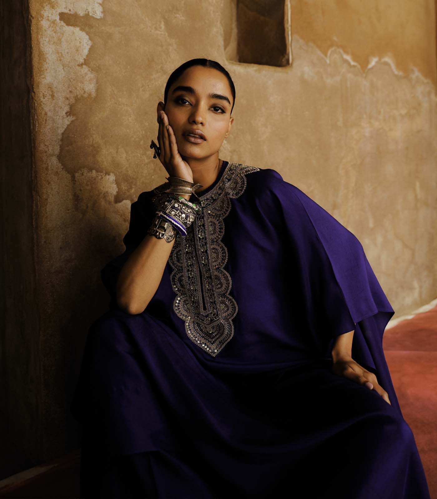 Purple Embroidered Kaftan