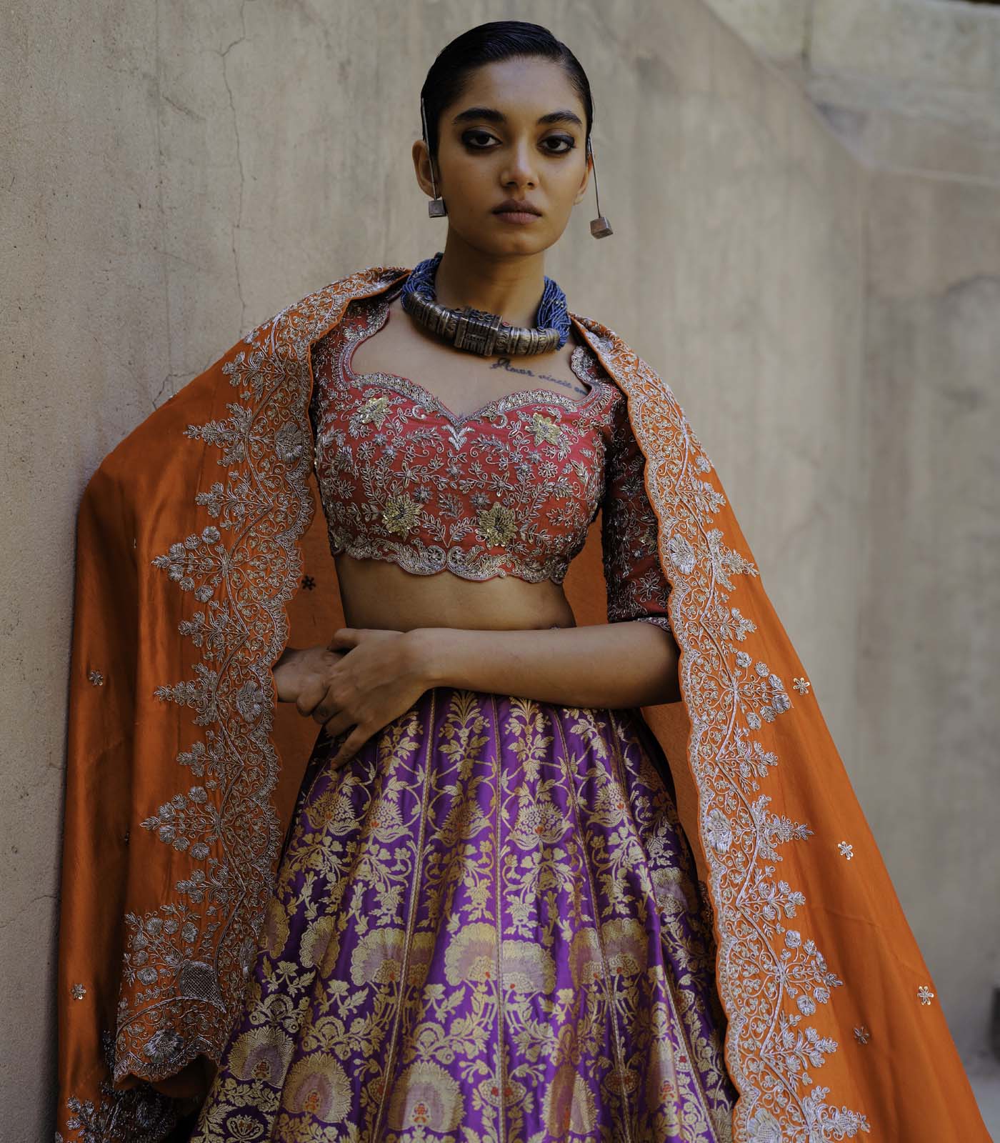 Purple & Rust Lehenga Set
