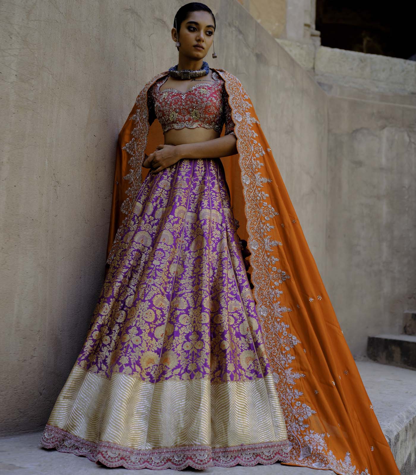 Purple & Rust Lehenga Set