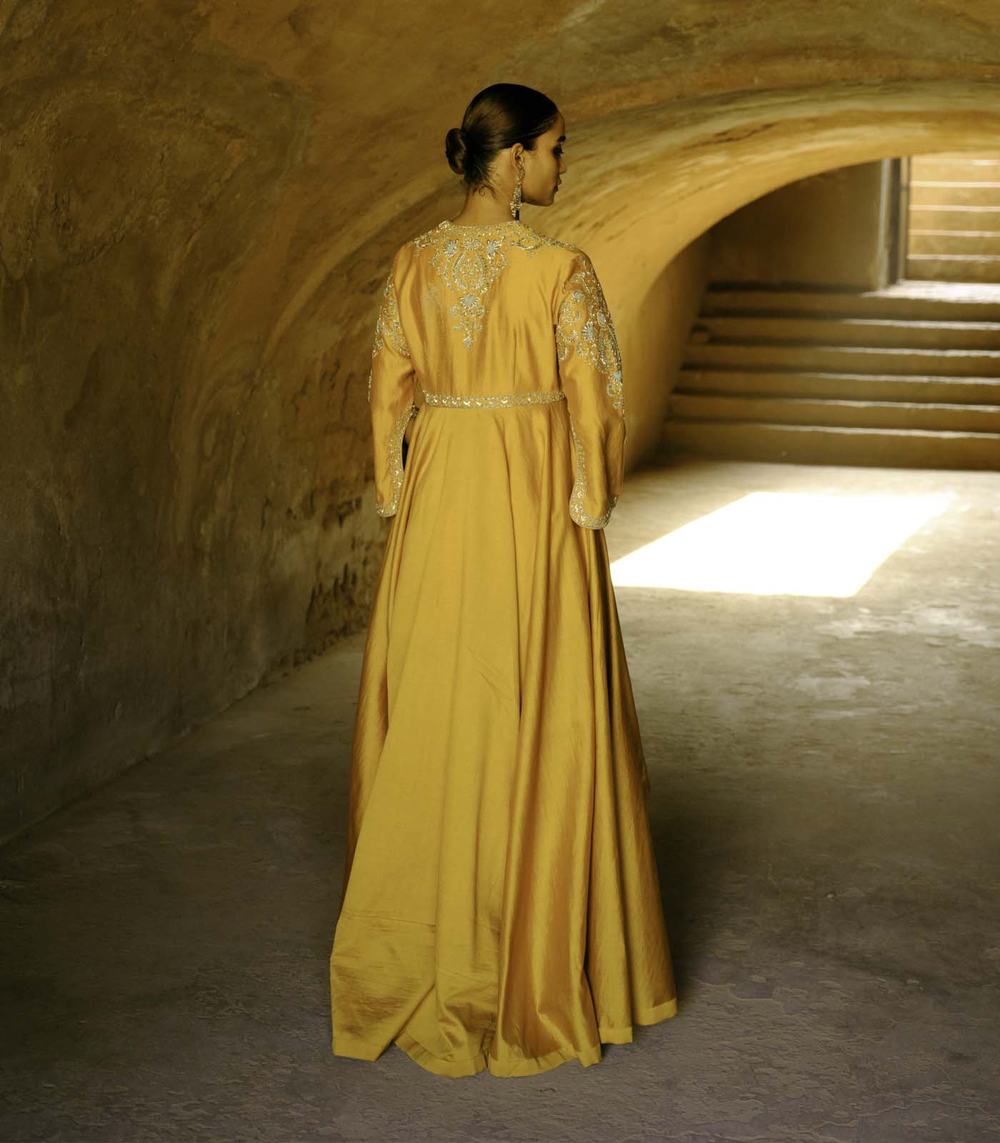 Mango Yellow Anarkali Drape Set