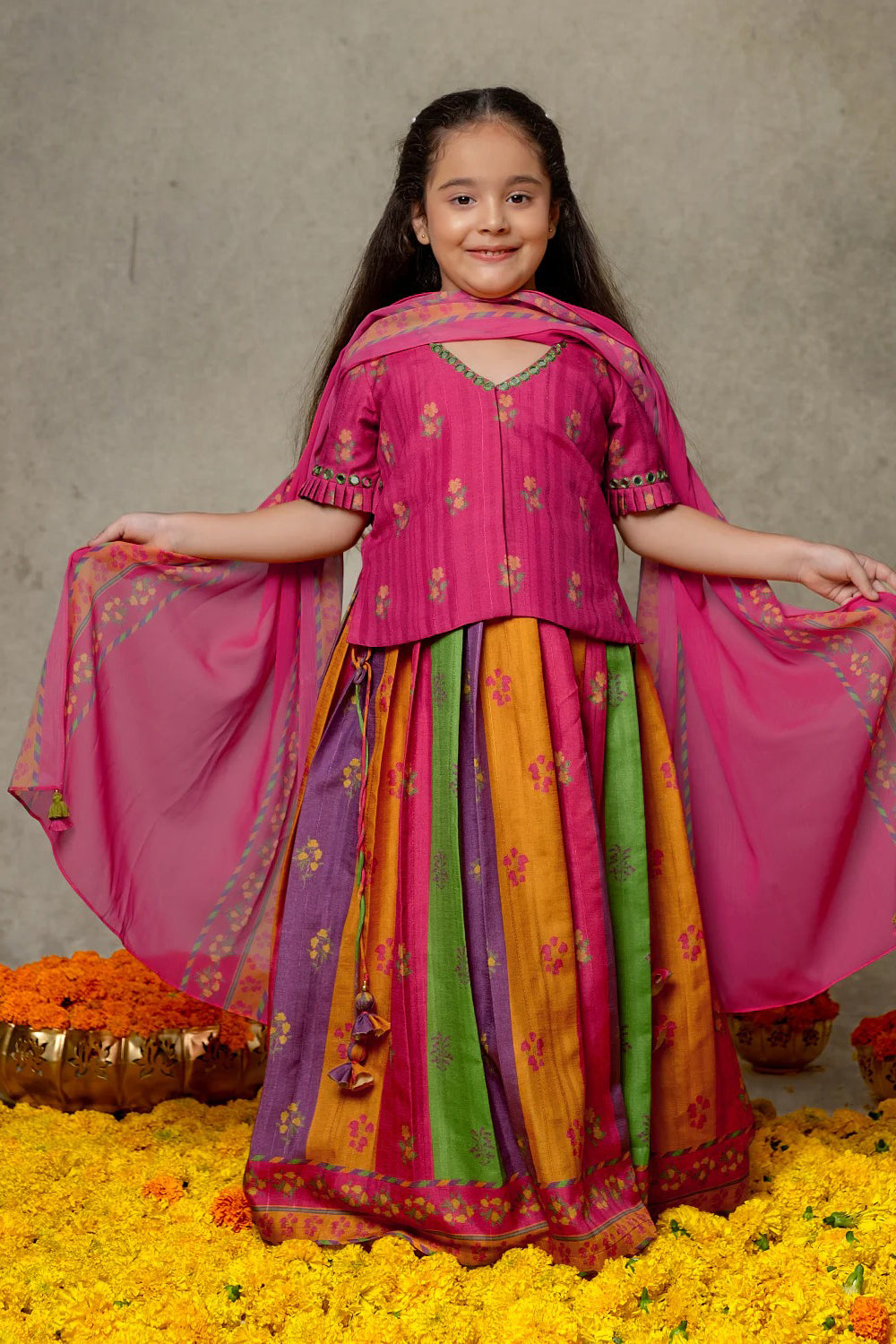 MULTICOLOURED LEHENGA SET