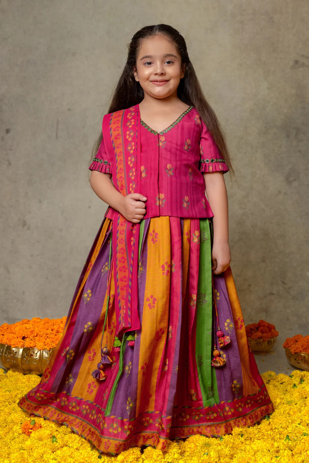 MULTICOLOURED LEHENGA SET