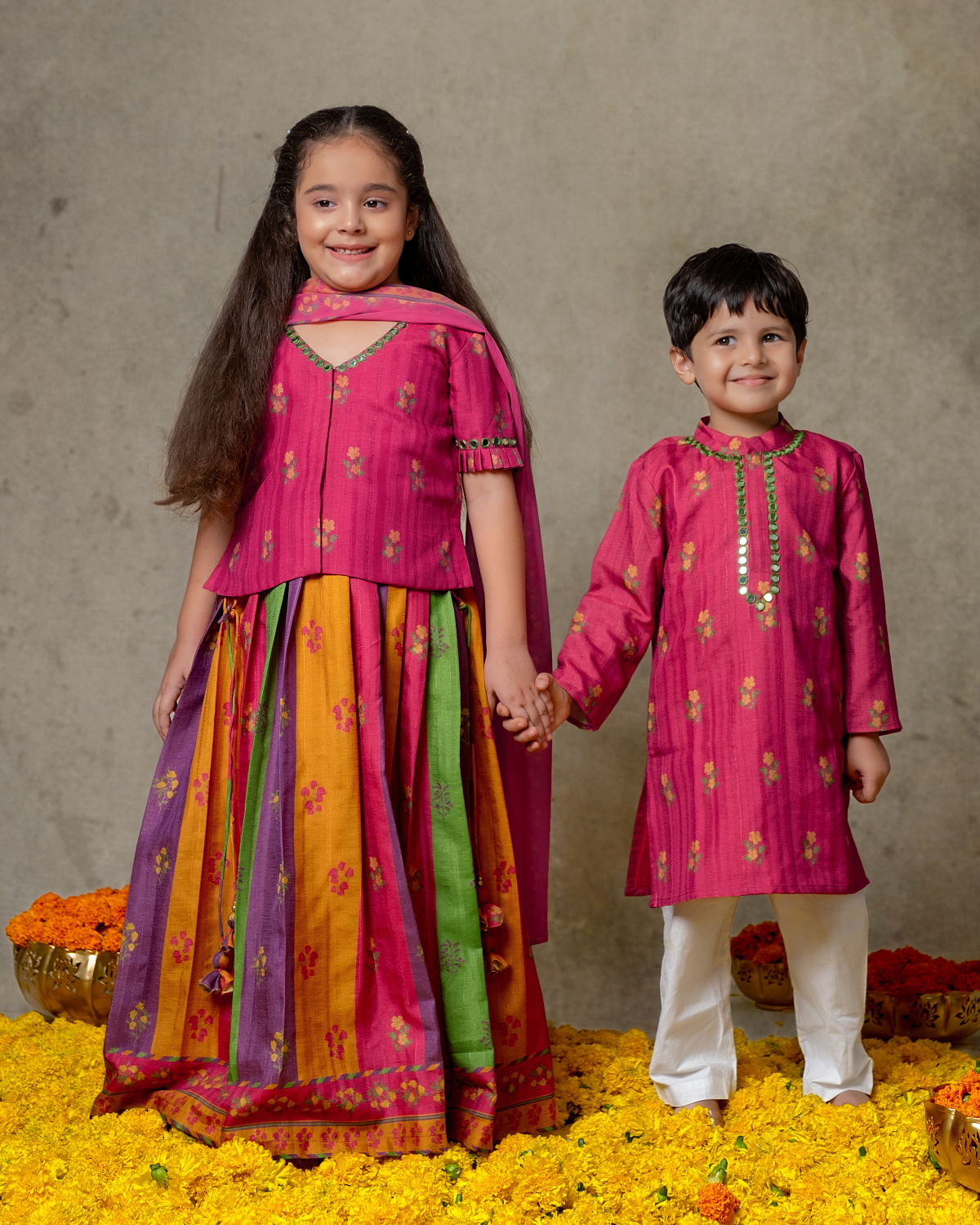 MULTICOLOUR MIRROR WORK KURTA SET