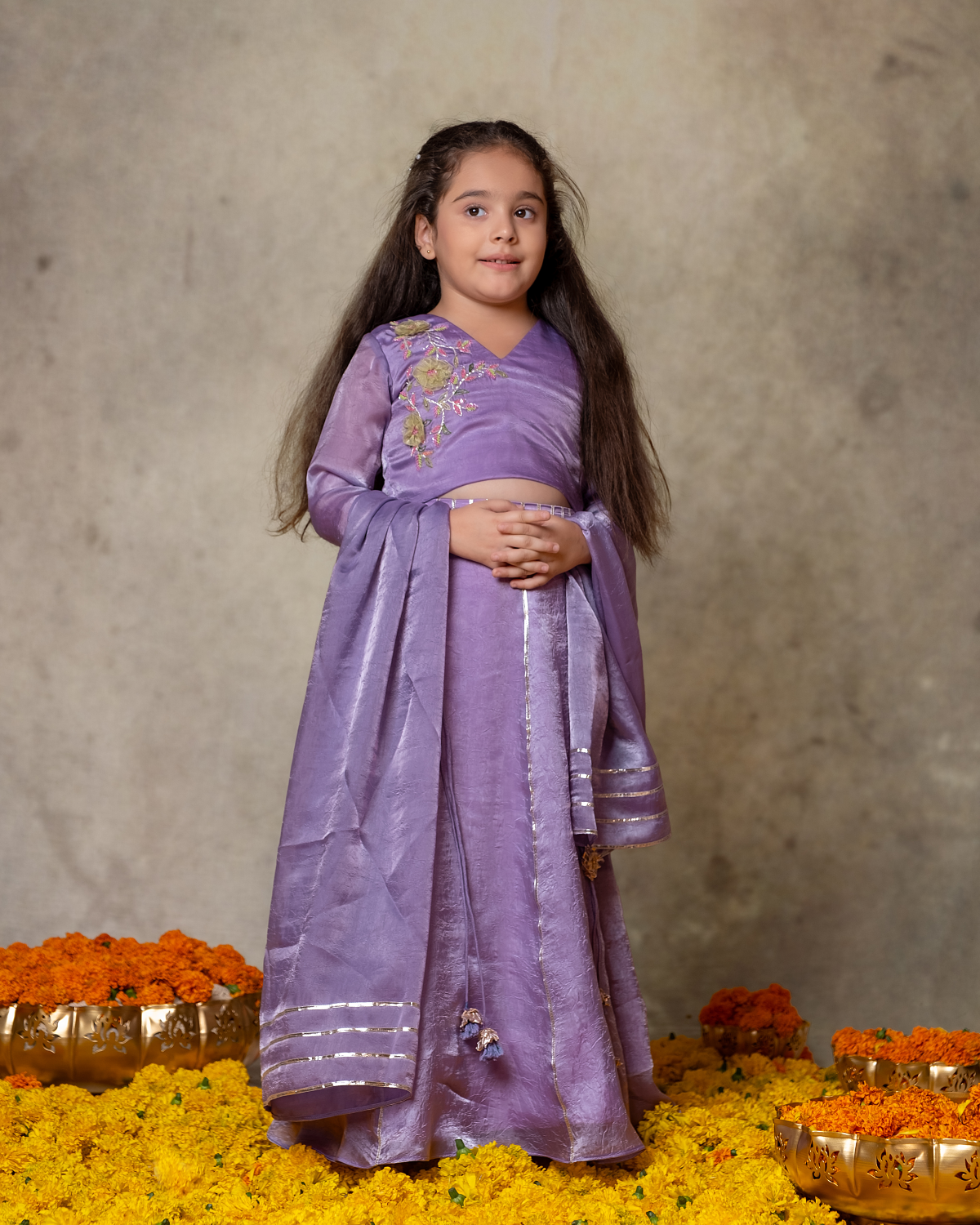 LAVENDER HAND WORK LEHENGA SET