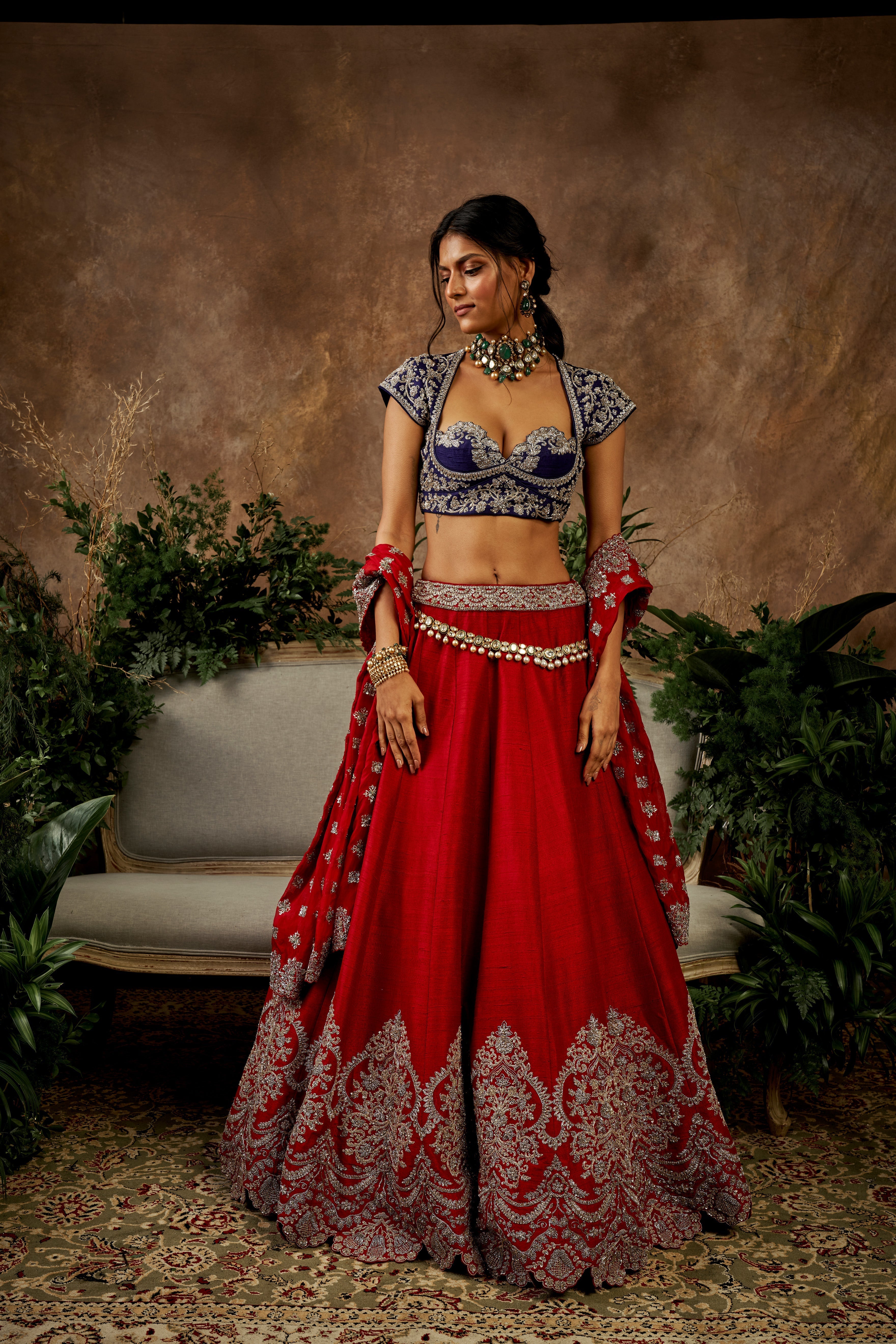 Jayanti Reddy - Red Embroidered Lehenga Set
