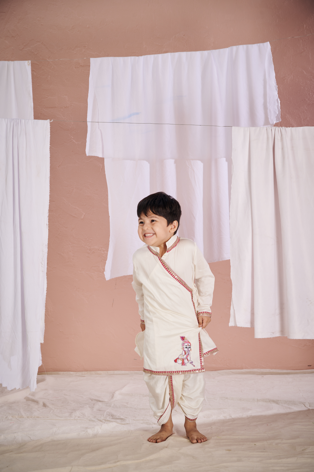 WHITE DHOTI KRISHNA SET