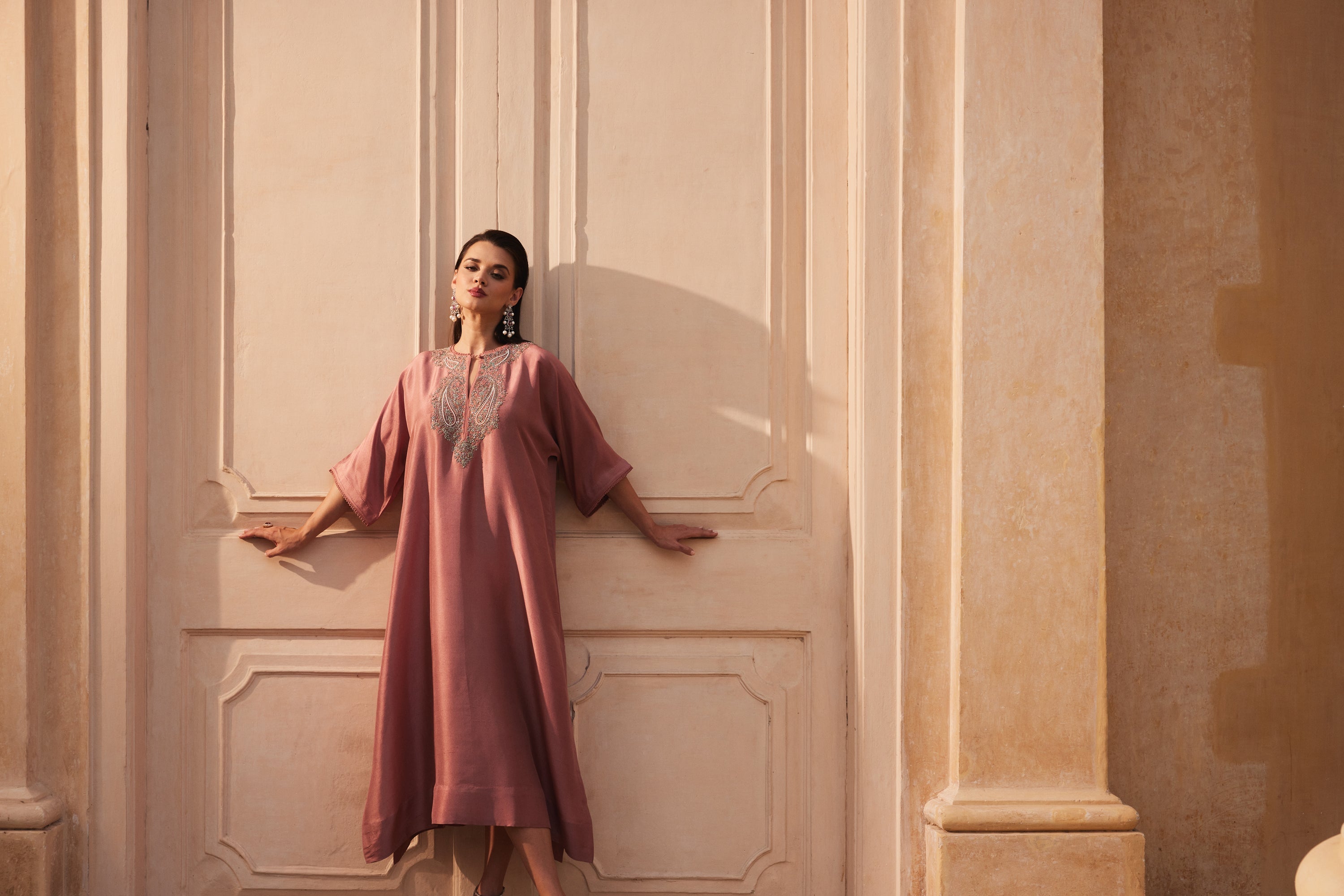 Mustard Kaftan Cape Set