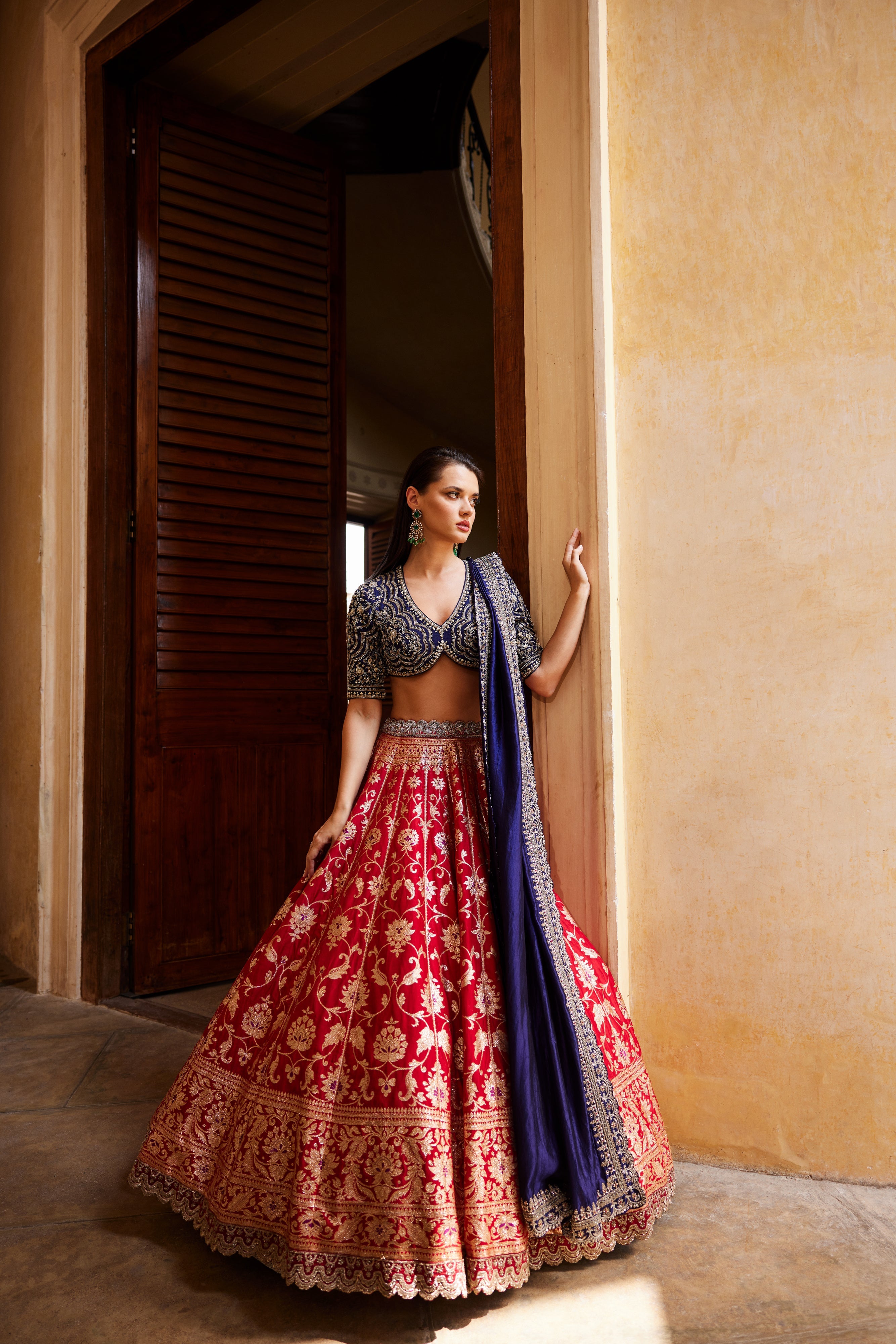 Red Banaras Lehenga Set