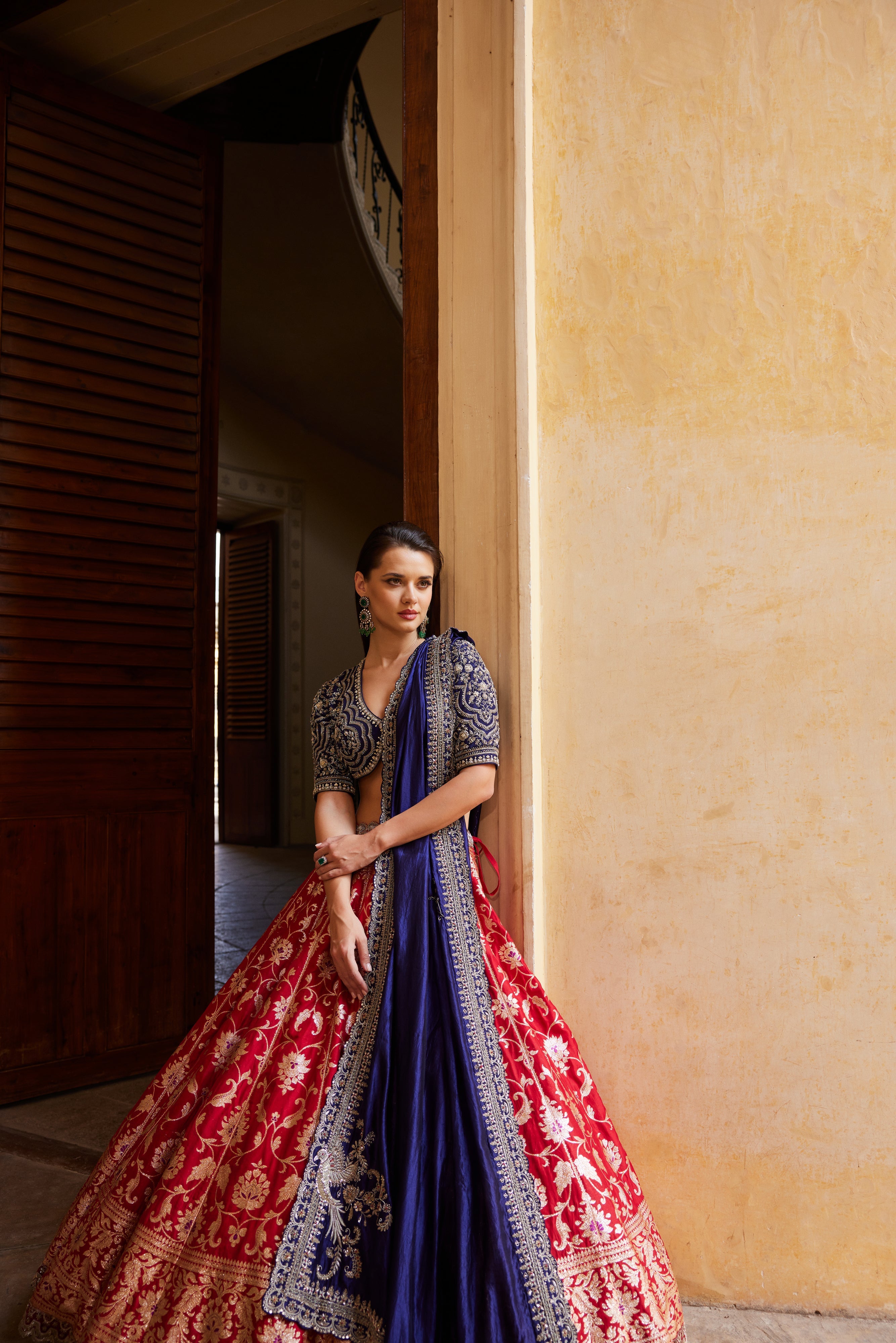Red Banaras Lehenga Set