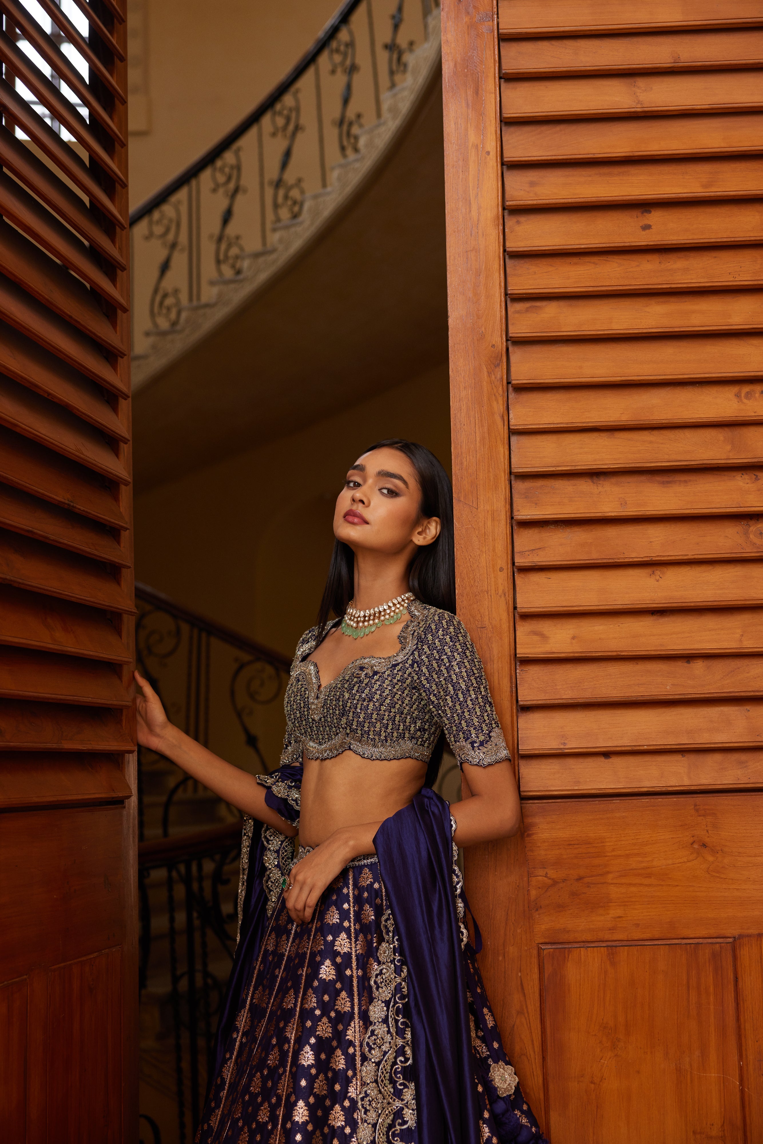 Purple Banaras Lehenga Set