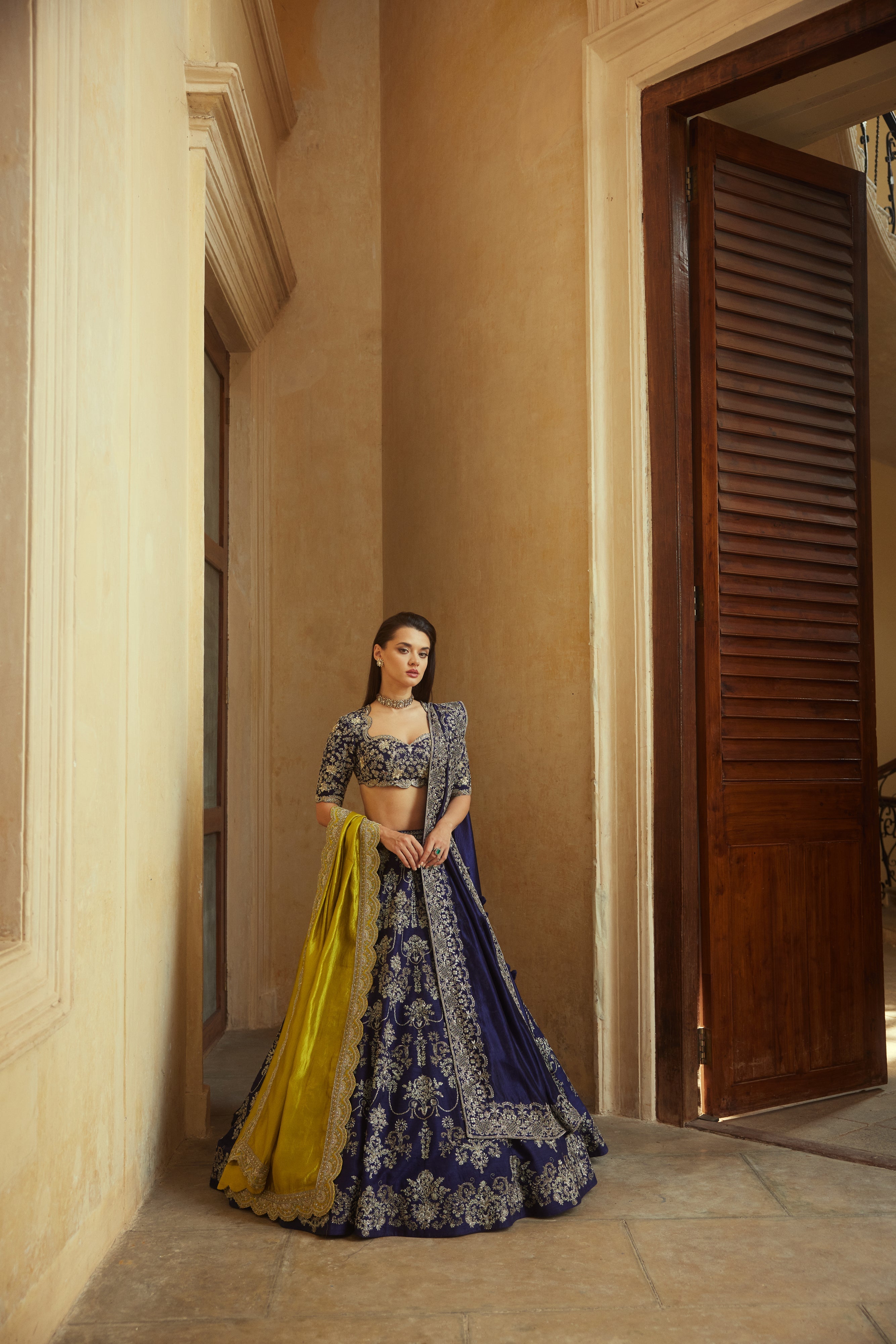 Purple & Mustard Lehenga Set