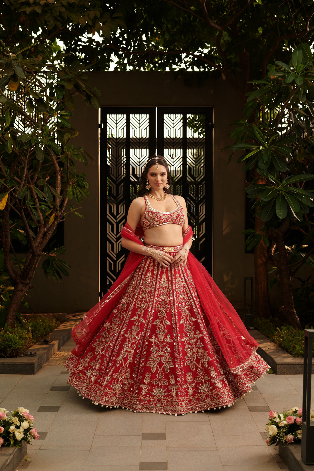 CY Jigar & Nikita Love Spell Red Lehenga Front 1