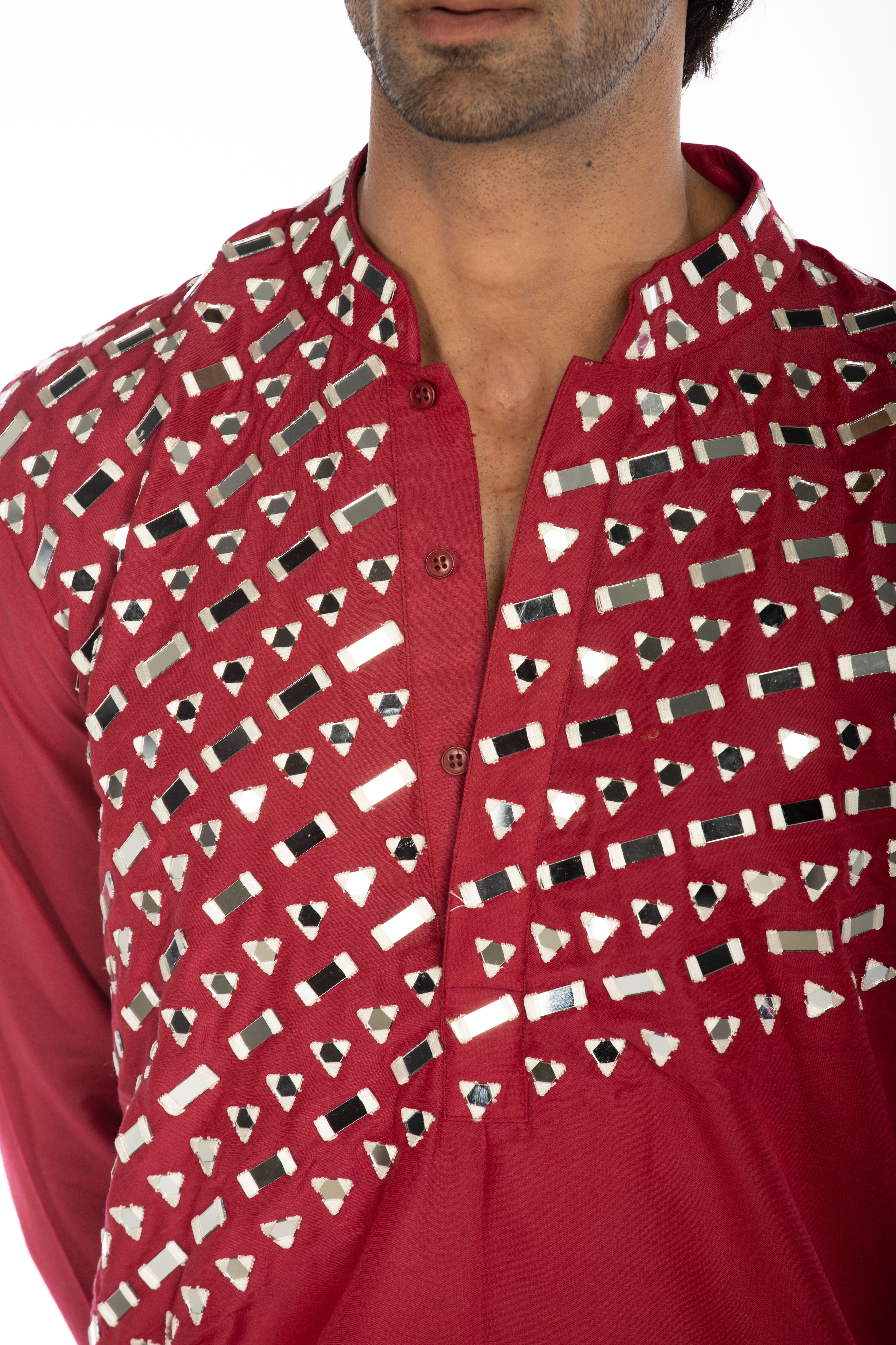 Burgundy Embroidered Set