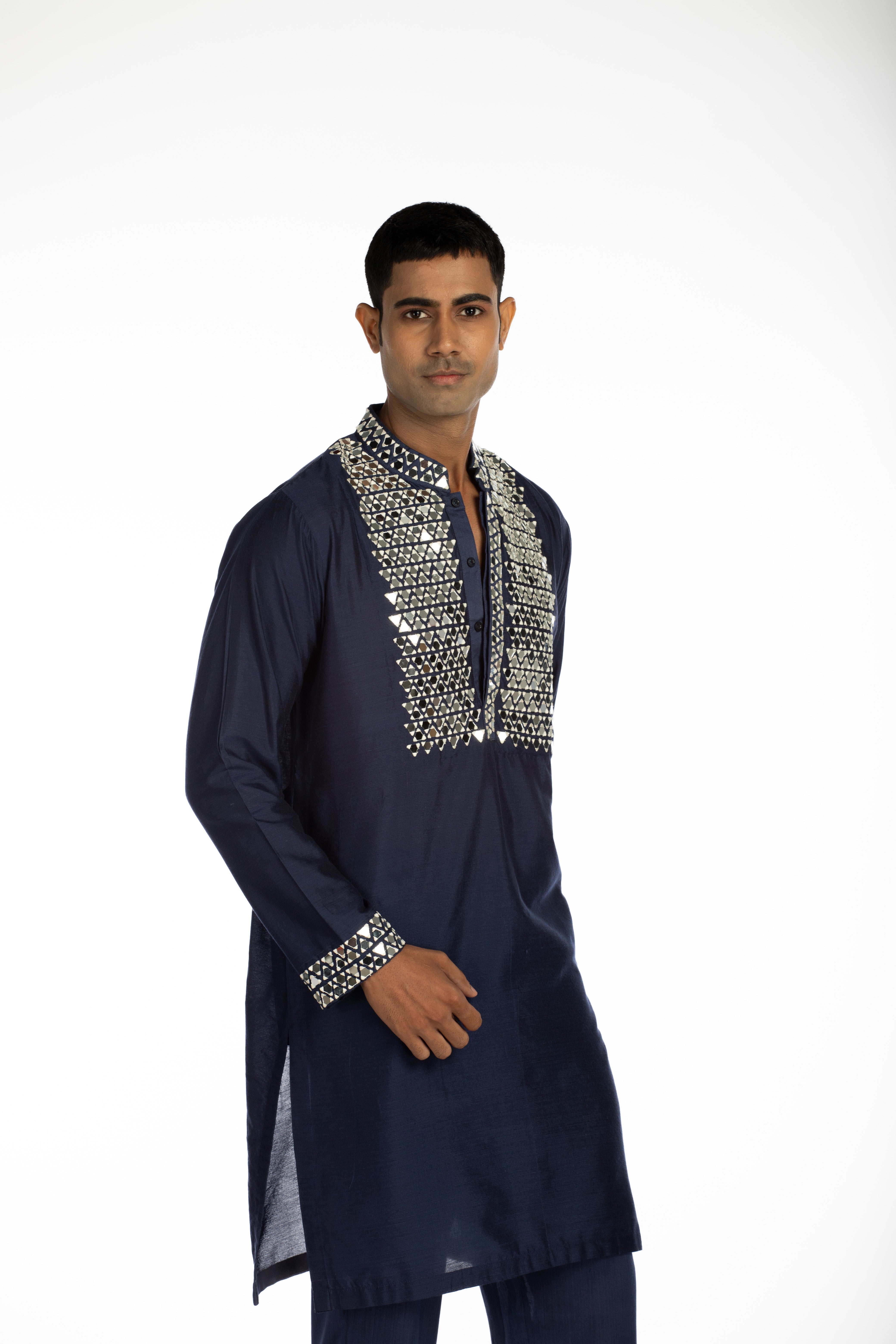 Navy Blue Embroidered Set