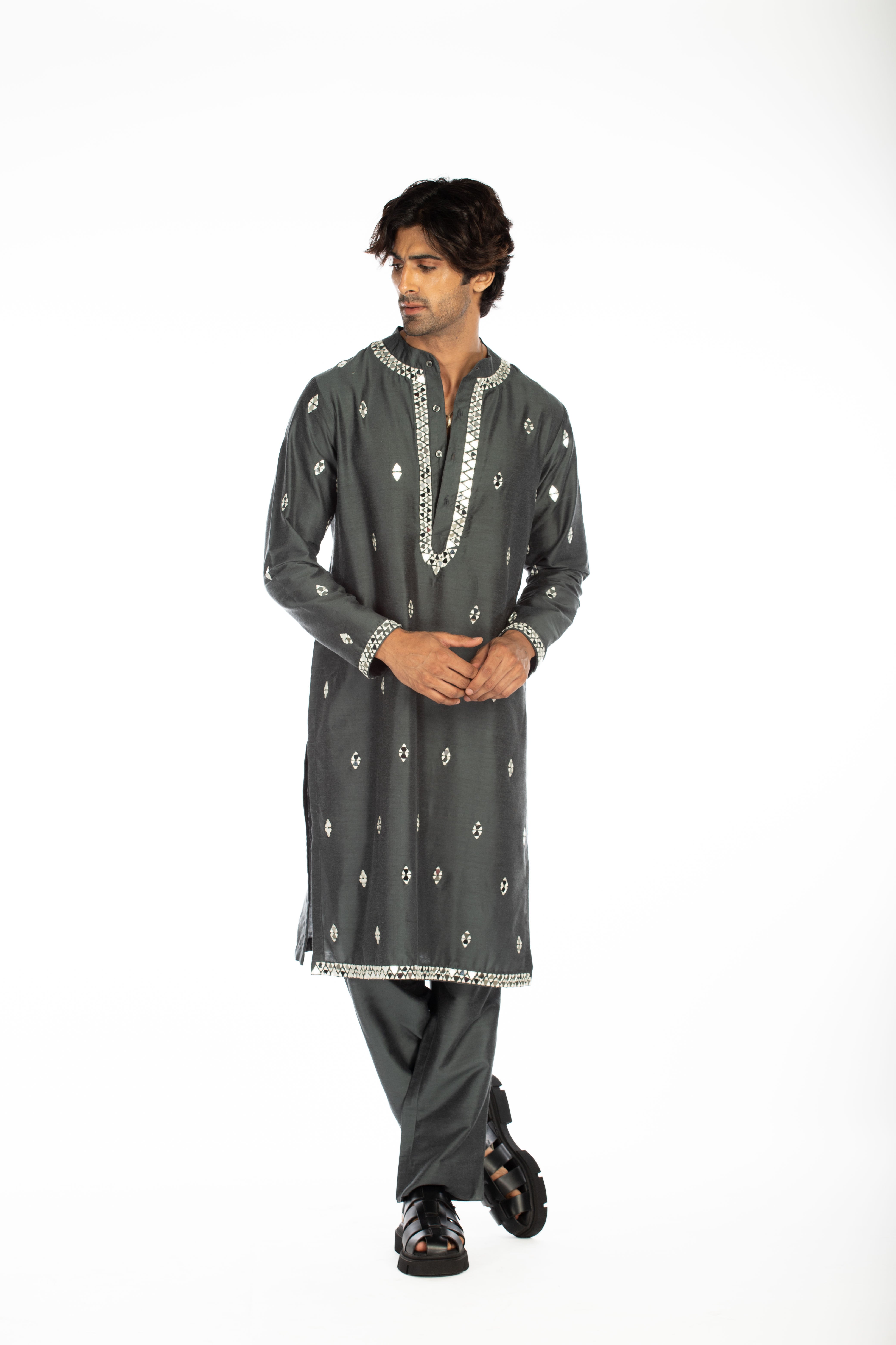 Grey Embroidered Set