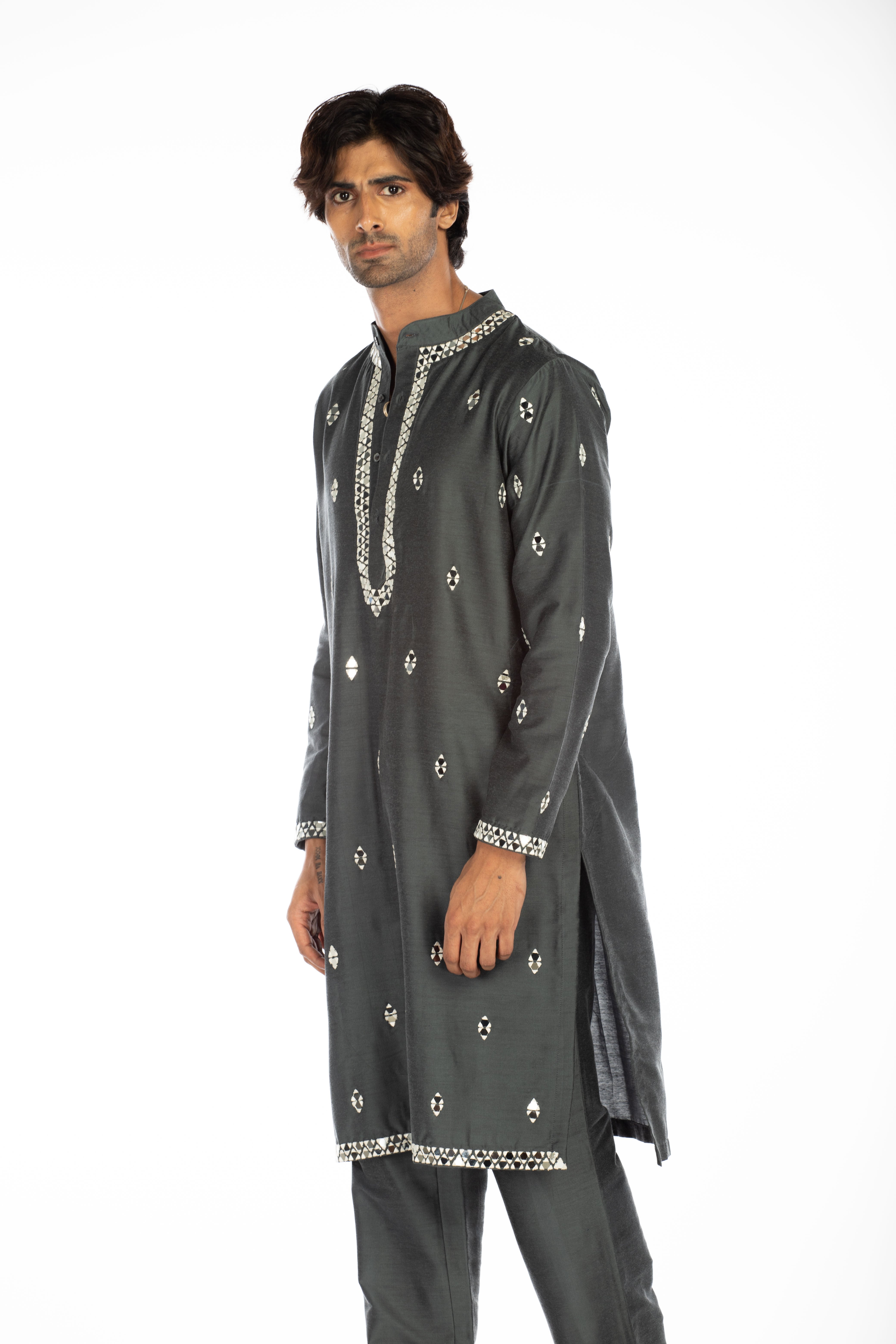 Grey Embroidered Set