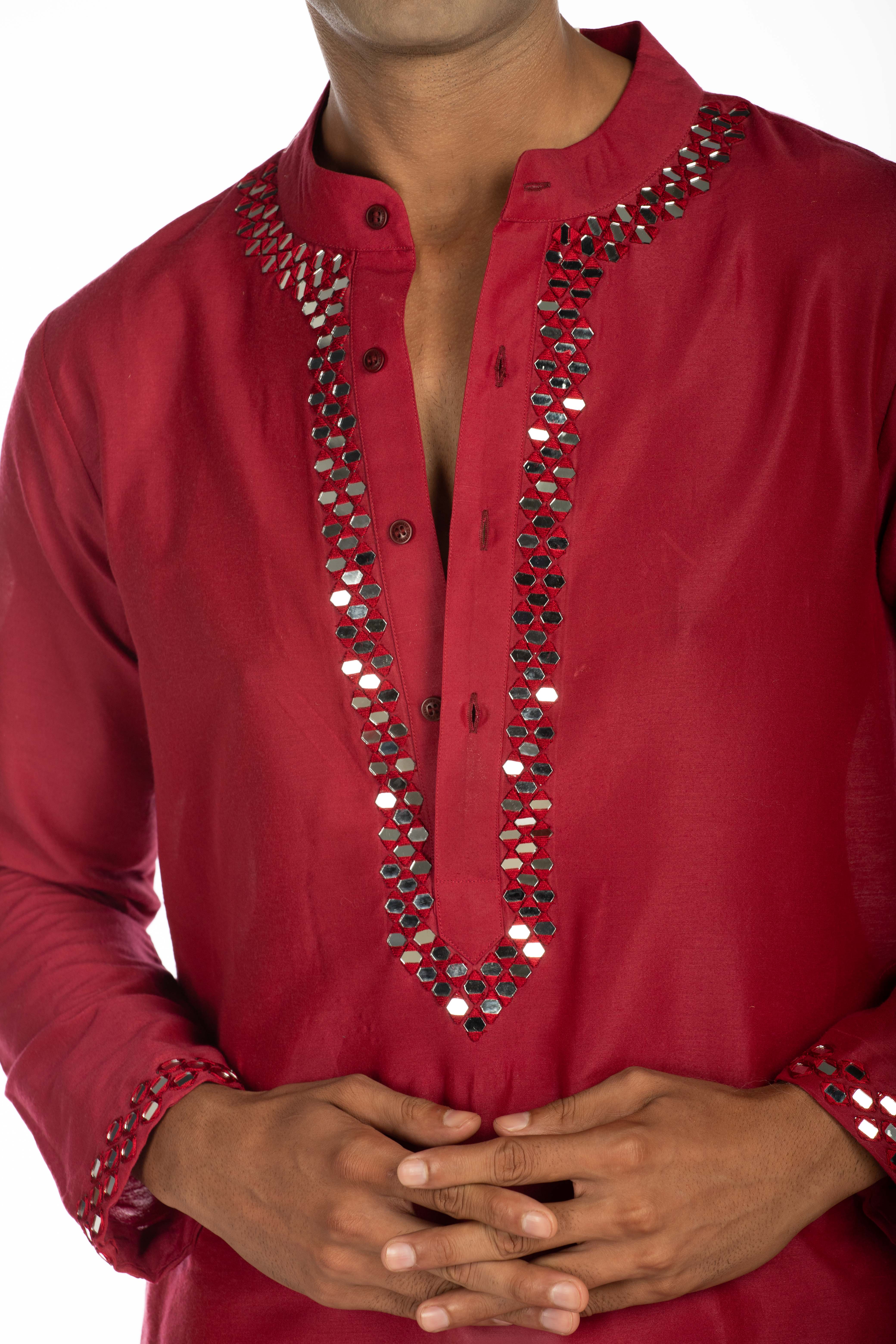 Maroon Embroidered Set