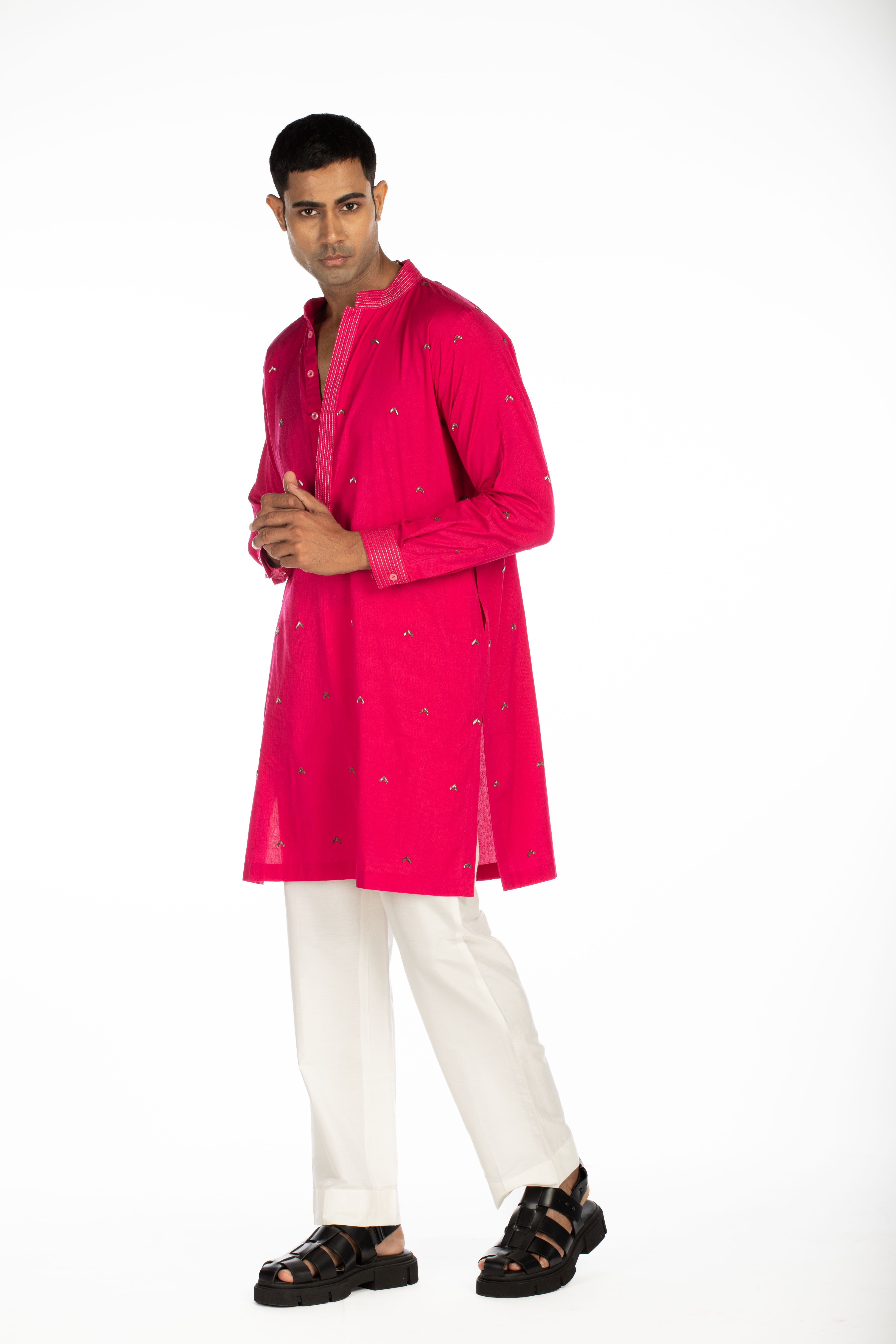 Fuschia Pink Embroidered Set