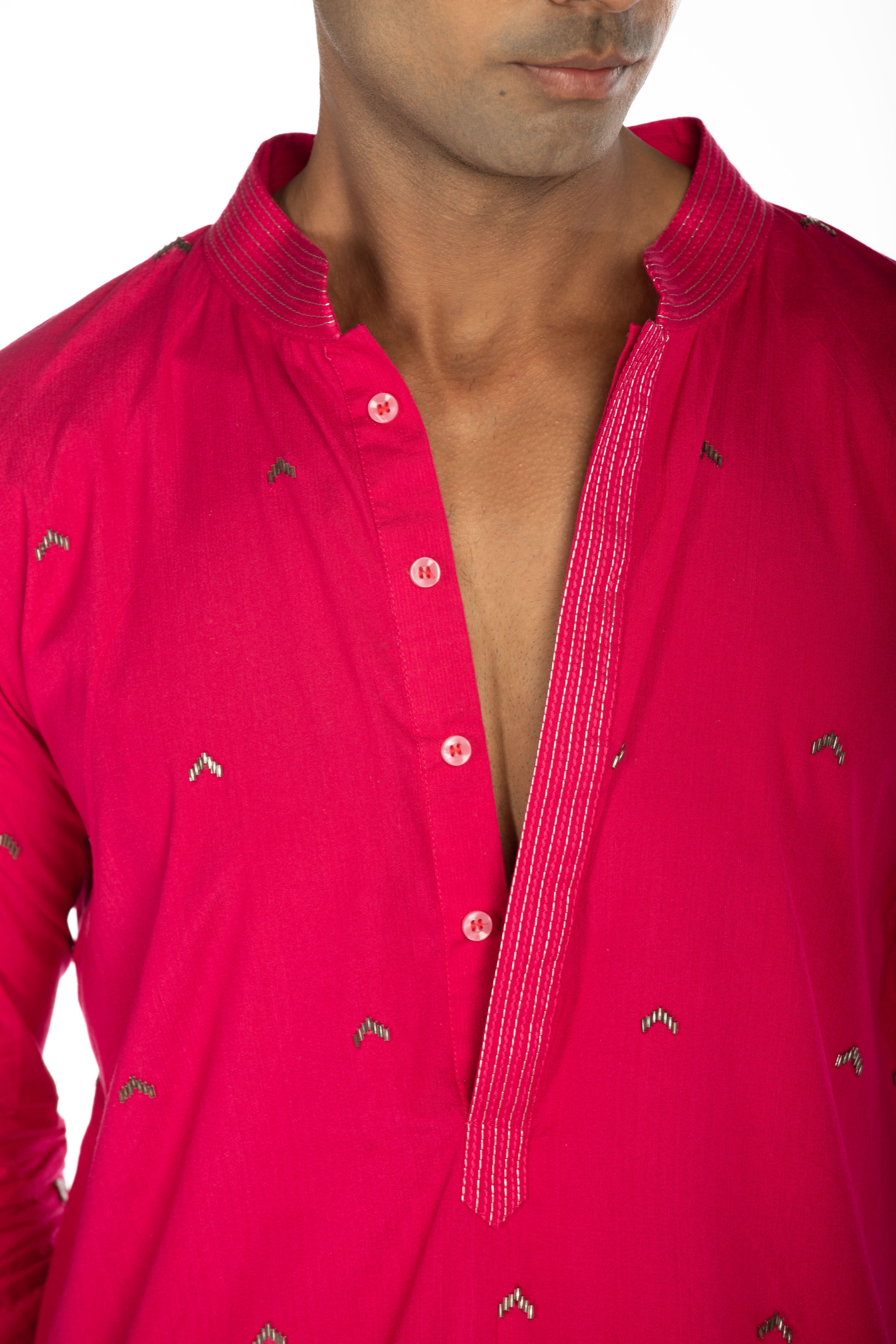 Fuschia Pink Embroidered Set