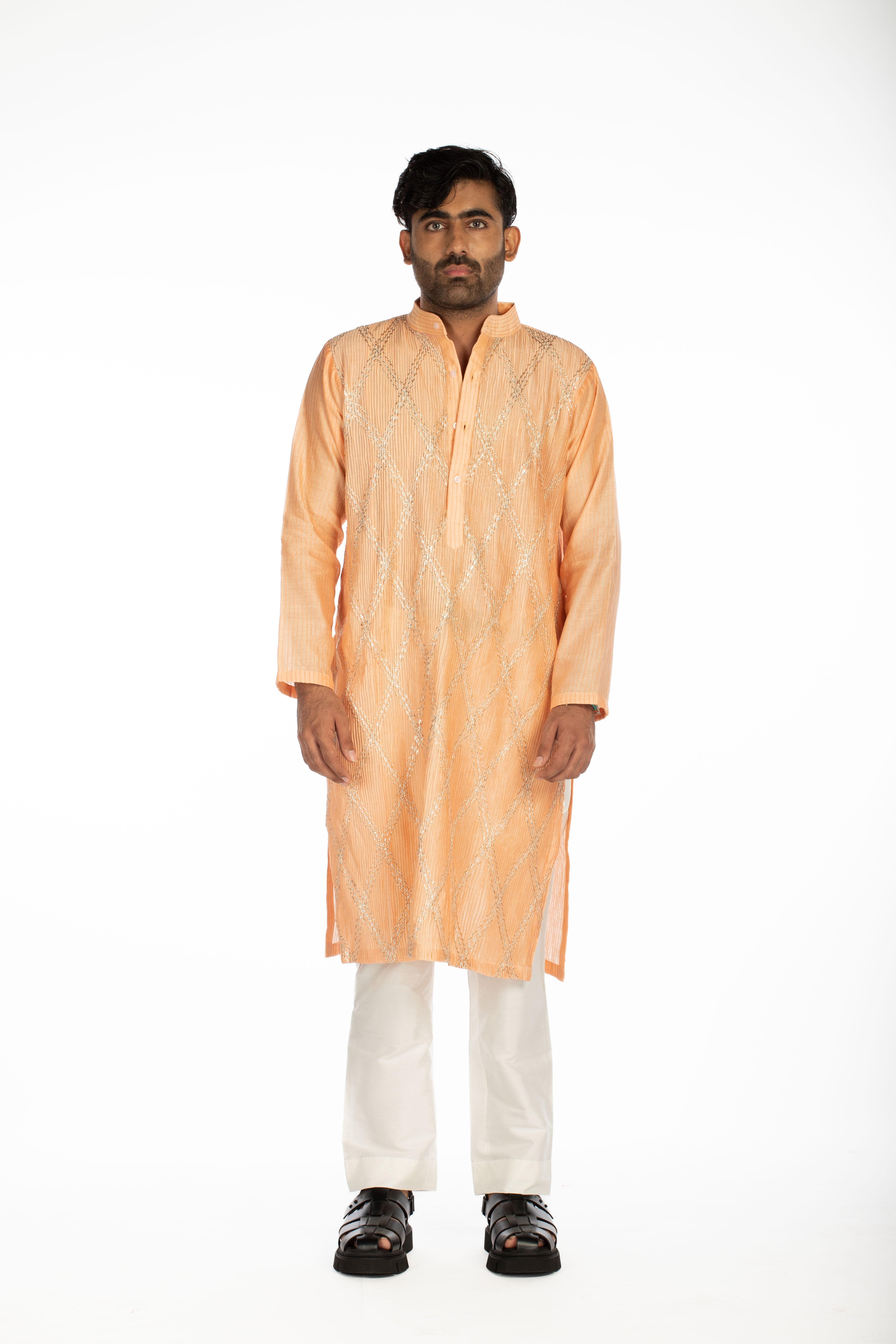 Peach Embroidered Set