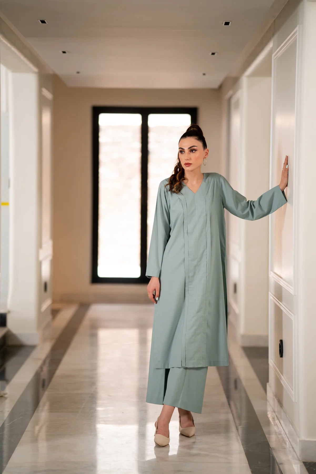 Ice- Blue Kurta With Pants