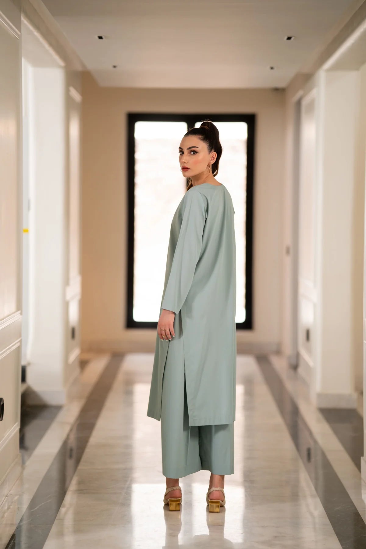 Ice- Blue Kurta With Pants