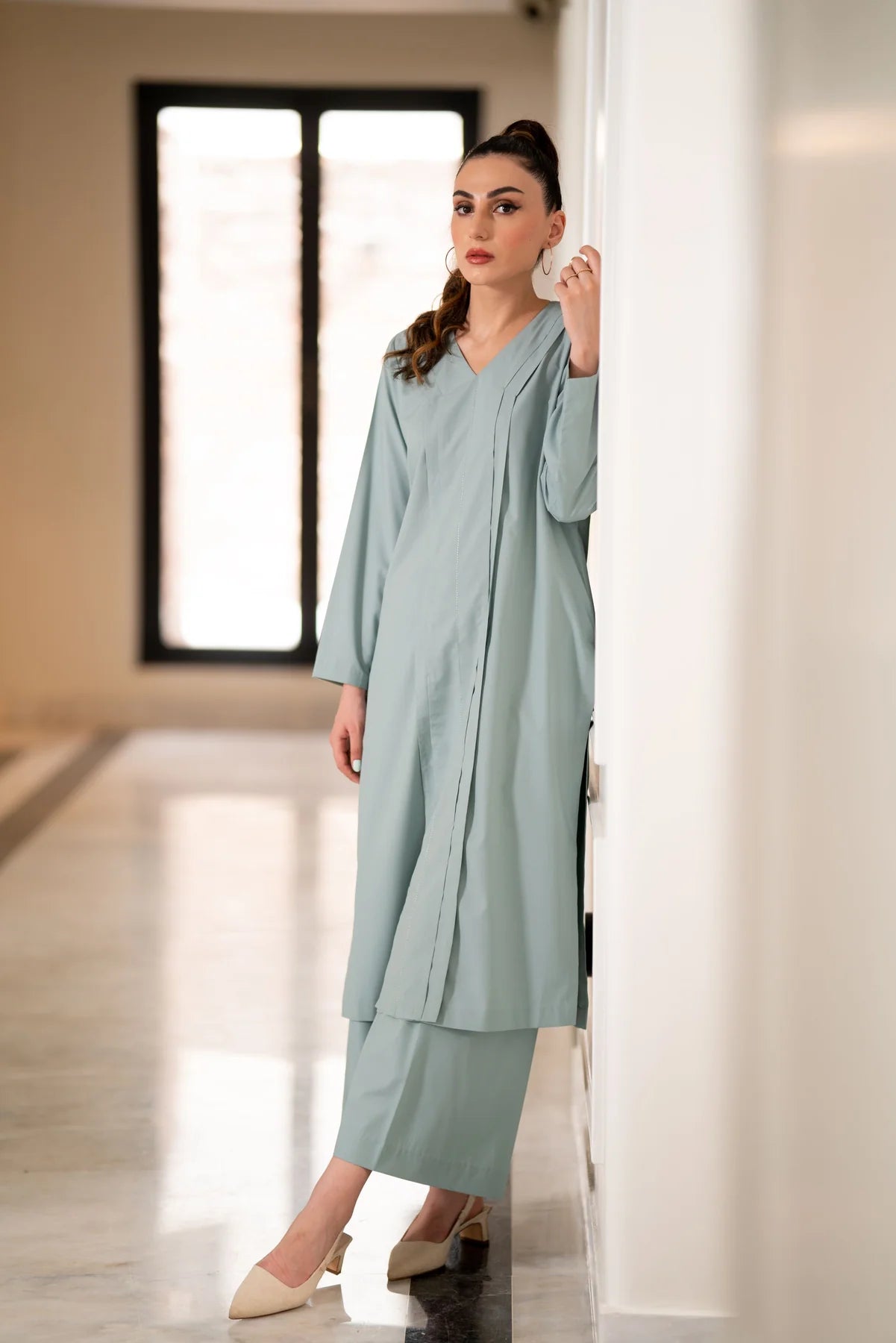 Ice- Blue Kurta With Pants