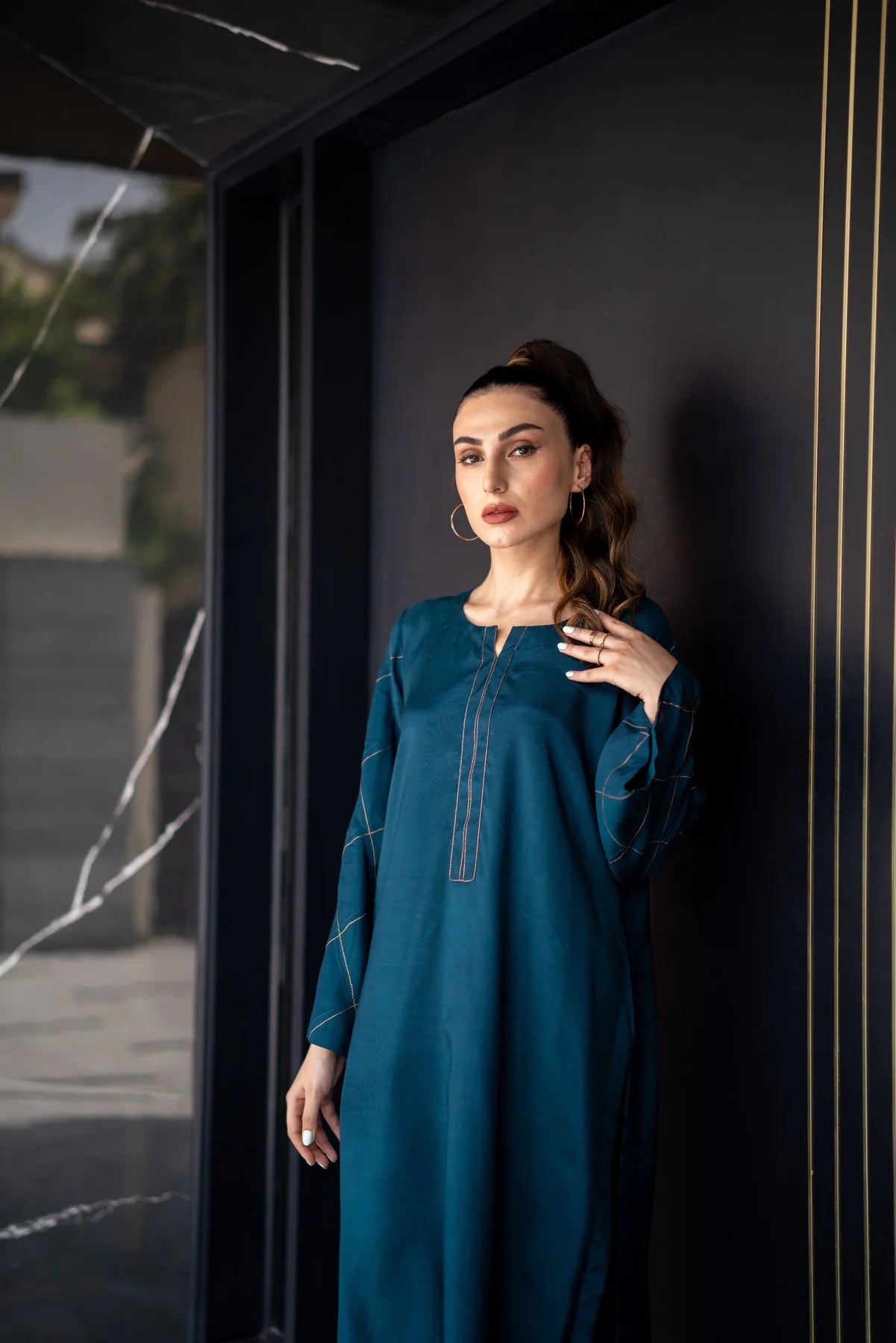 Ocean blue Kurta With Pants