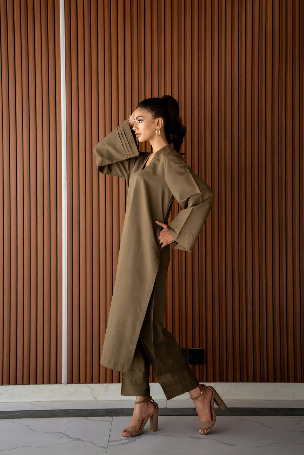 Olive green Kurta With Pants