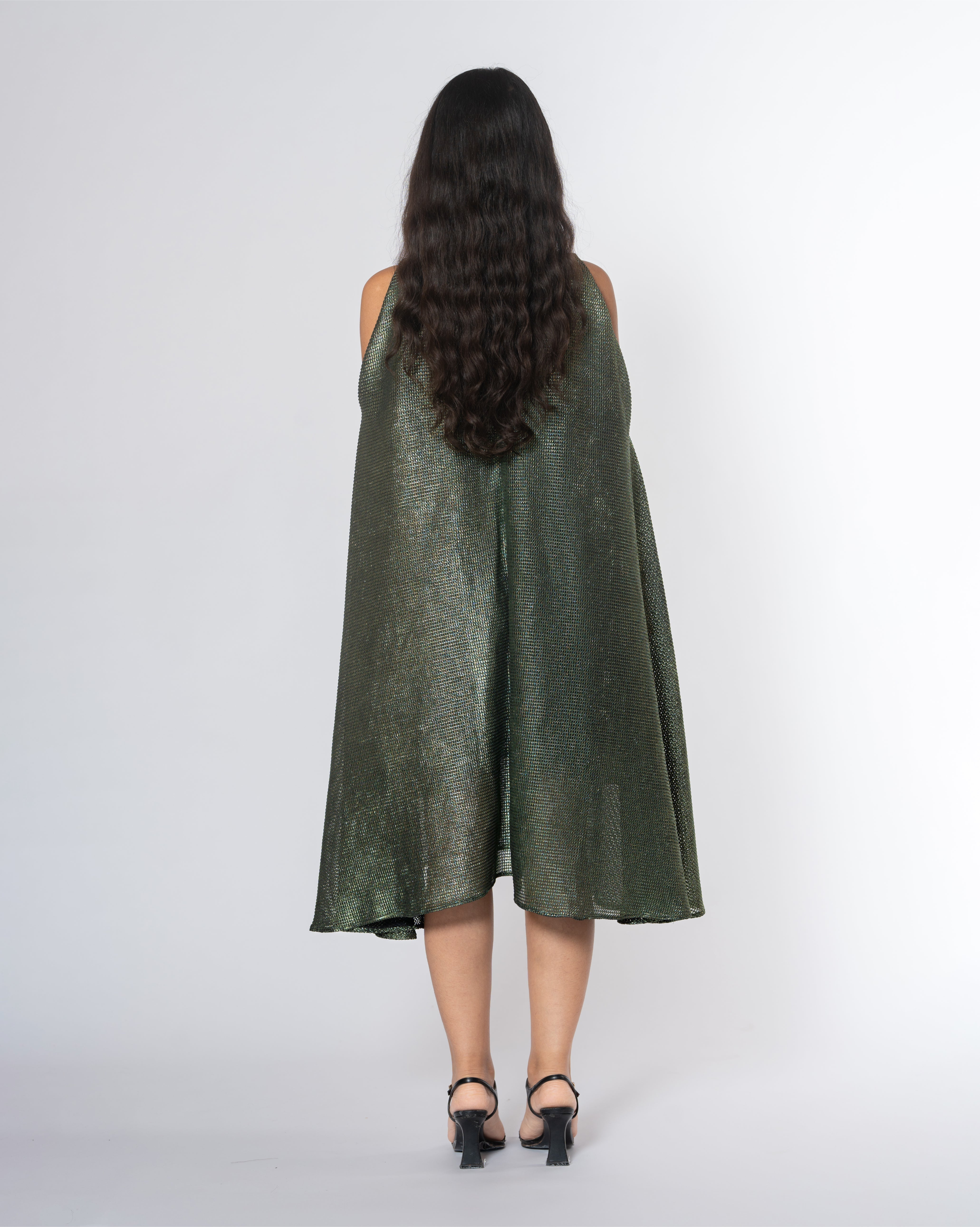 Metallic Cold Shoulder Dress