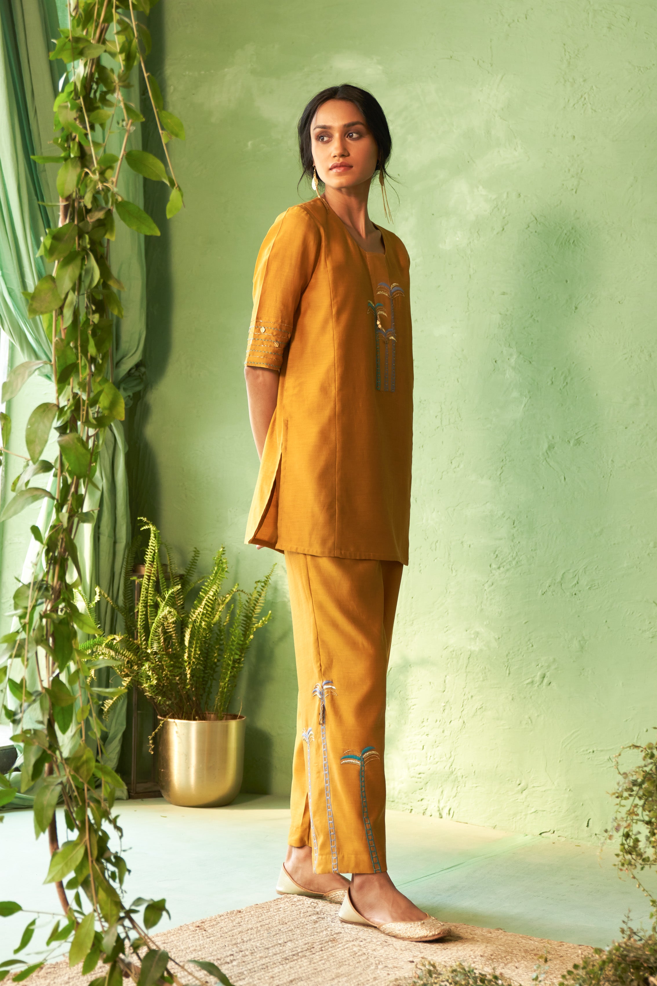 Palm Tree Embroidered Co-Ord Set