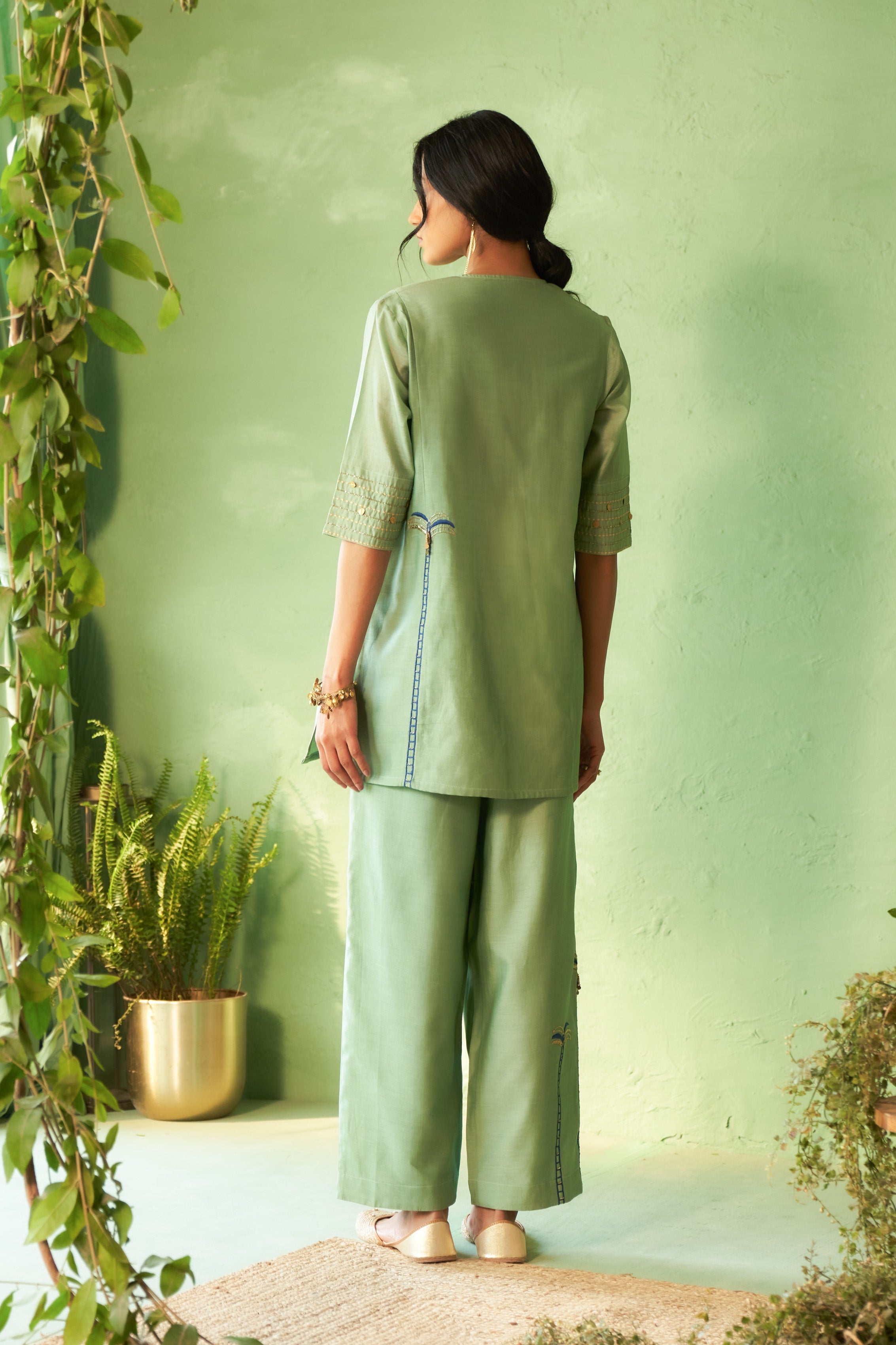 Palm Tree Embroidered Co-Ord Set