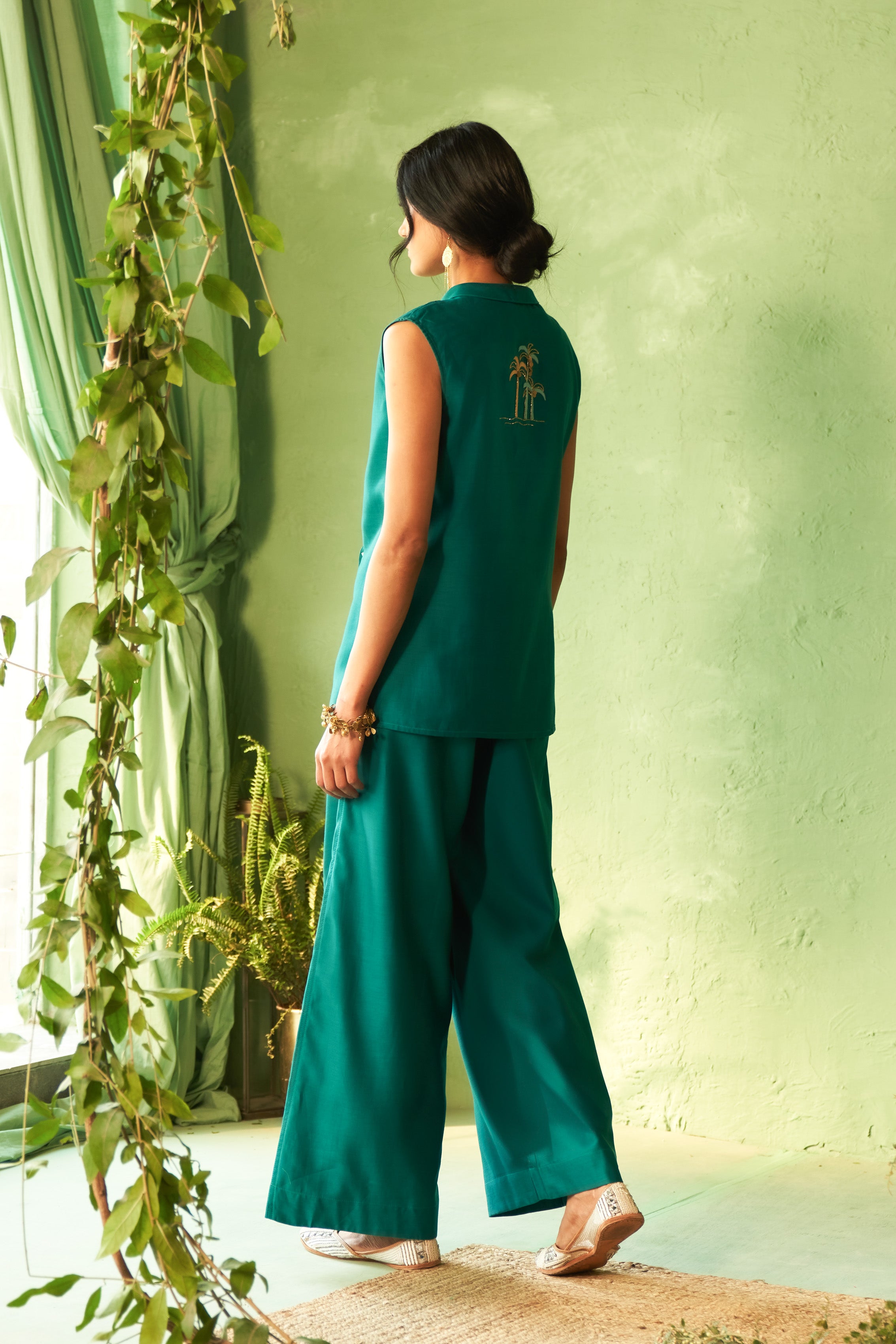 Palm Tree Embroidered Co-Ord Set