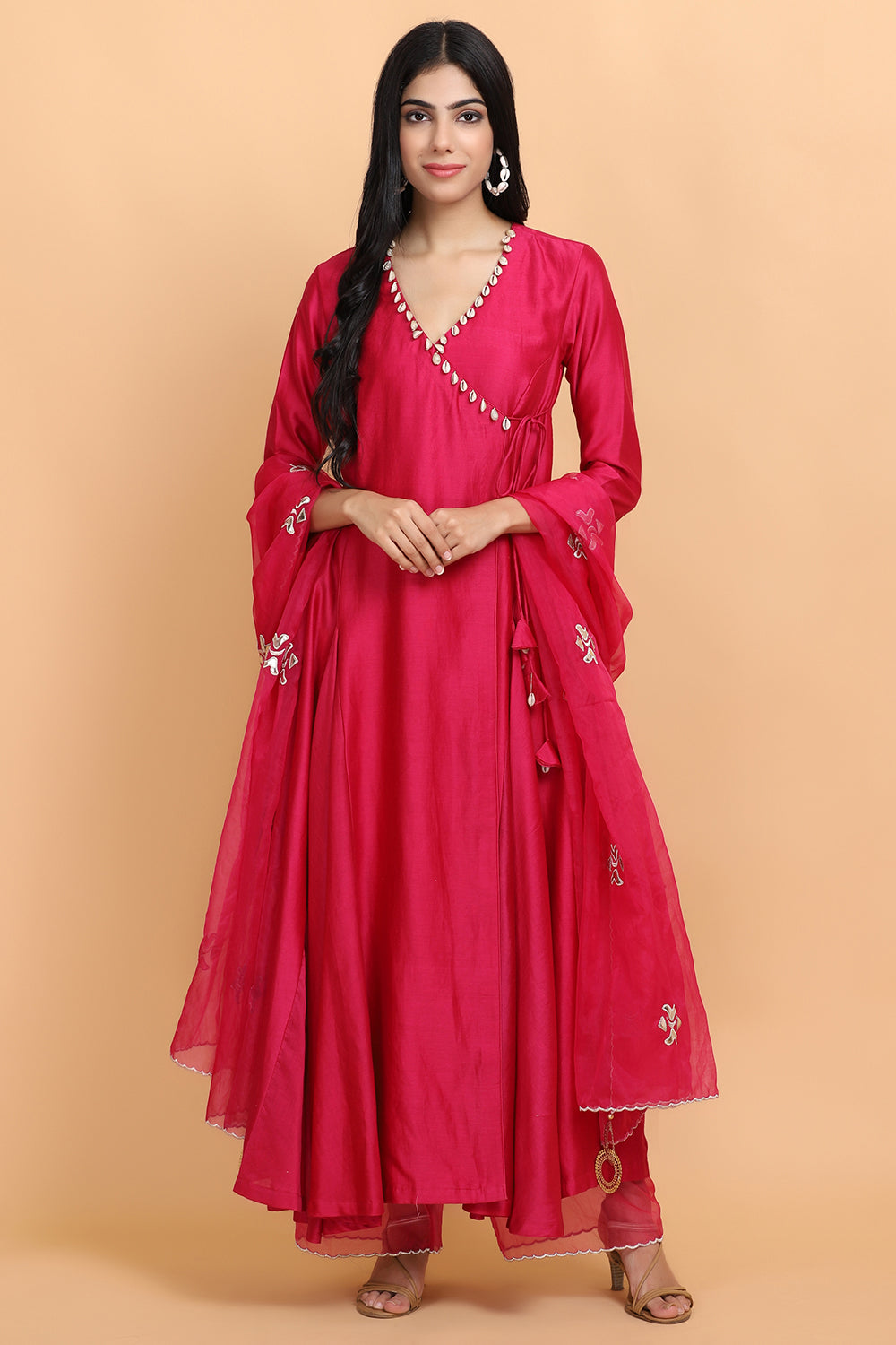 Pink Angrakha Suit Set - Auraya Fashion - Arpita Sulakshana - #tag1# - #tag2# - #tag3# - #tag3#