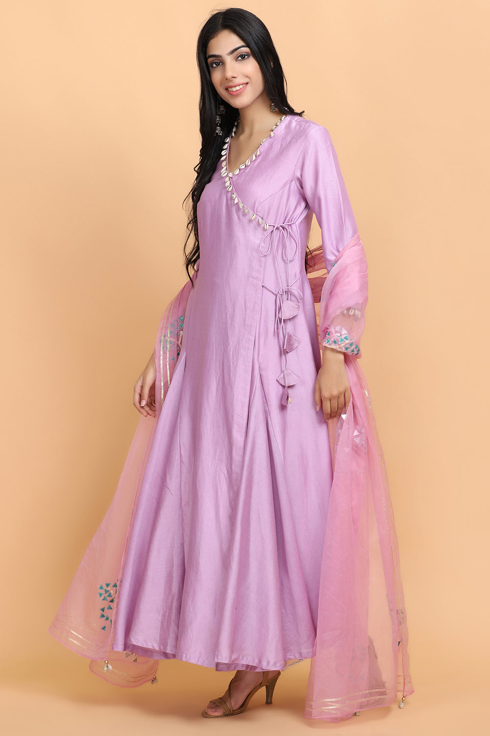 Lilac Angrakha Suit Set - Auraya Fashion - - #tag1# - #tag2# - #tag3# - #tag3#