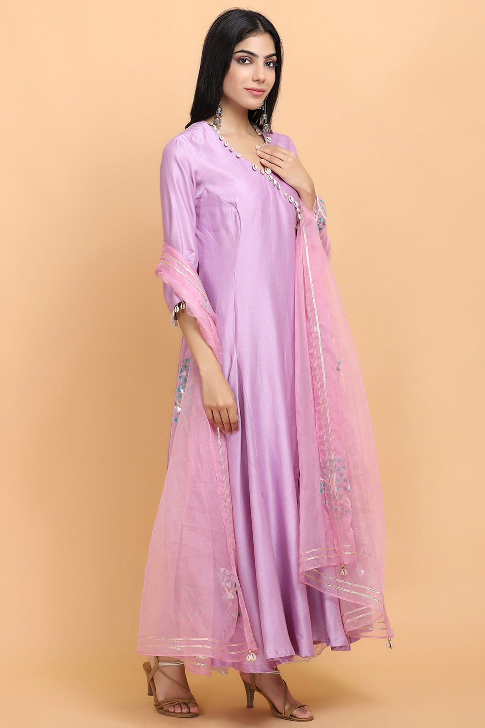 Lilac Angrakha Suit Set - Auraya Fashion - - #tag1# - #tag2# - #tag3# - #tag3#