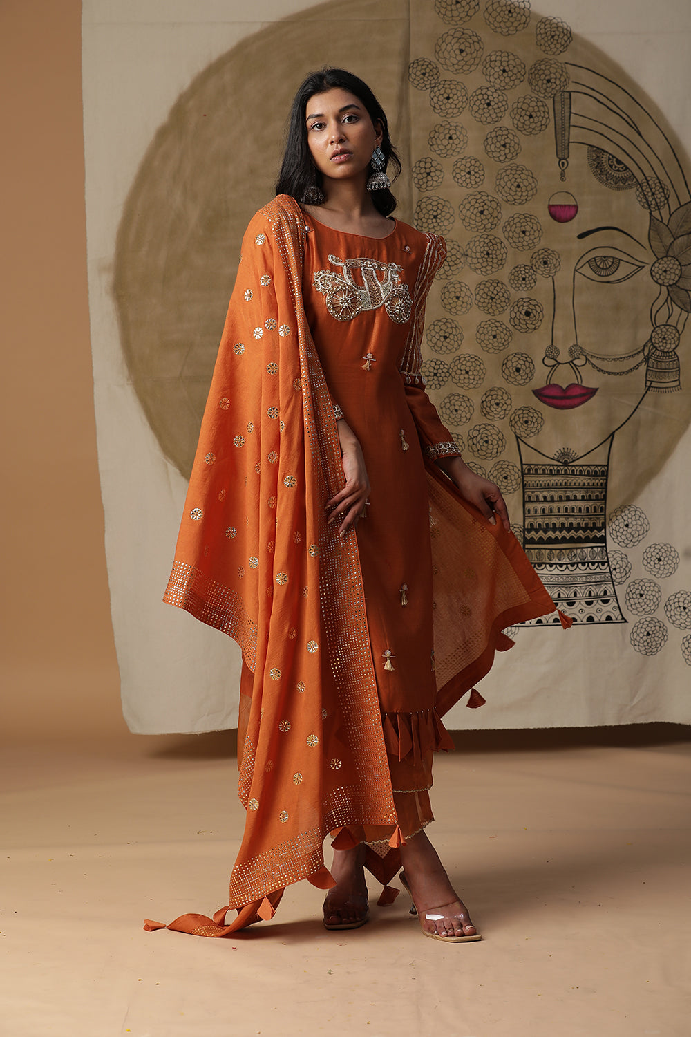 Burnt Orange Palki Suit Set - Auraya Fashion - - #tag1# - #tag2# - #tag3# - #tag3#